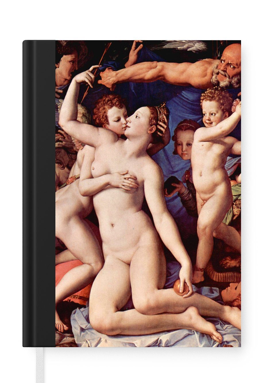 MuchoWow Notizbuch Venus, Amor, Torheit und Zeit - Leonardo da Vinci, Journal, Merkzettel, Tagebuch, Notizheft, A5, 98 Seiten, Haushaltsbuch
