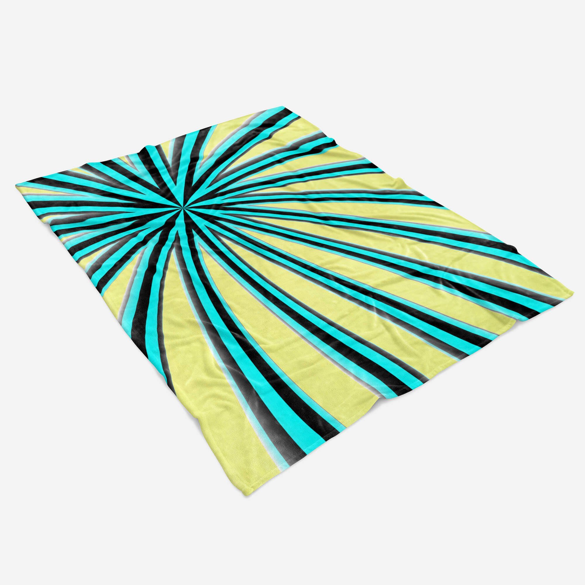 schönes (1-St), mit Gelb Handtuch Strandhandtuch Baumwolle-Polyester-Mix Saunatuch Handtuch Fotomotiv Art Muster Kuscheldecke Handtücher Blau, Sinus
