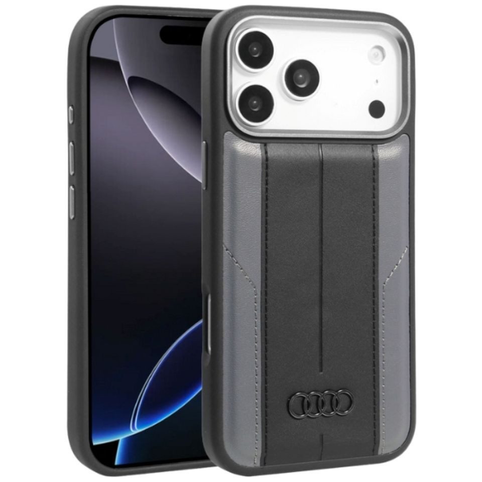 Audi Handyhülle A6 Case iPhone 17 Pro Max MagSafe Kunstleder schwarz Logo. 6,9 Zoll, Kantenschutz