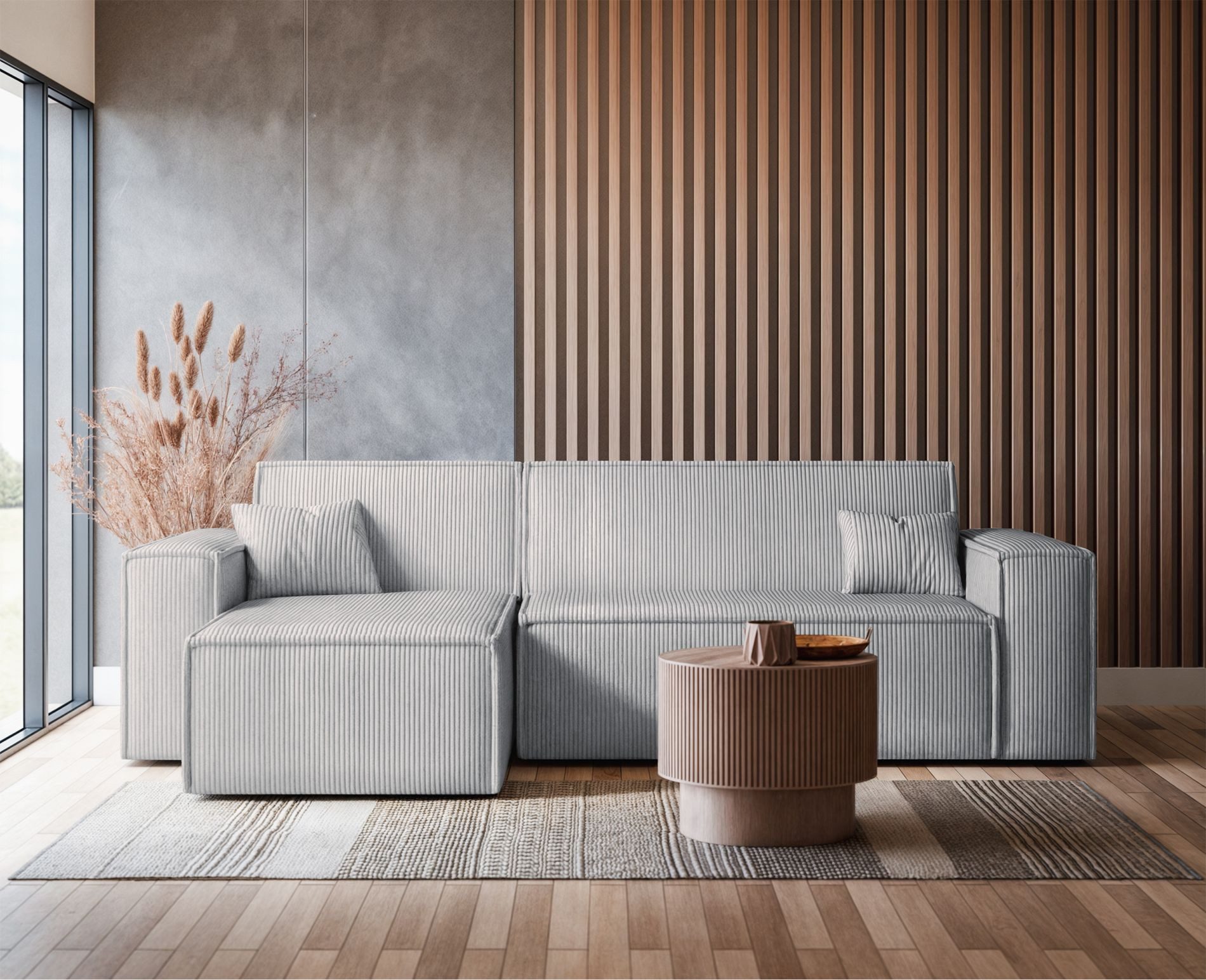 Selsey Ecksofa SCARLO, mit Schlaffunktion, Bettkasten und Cordbezug