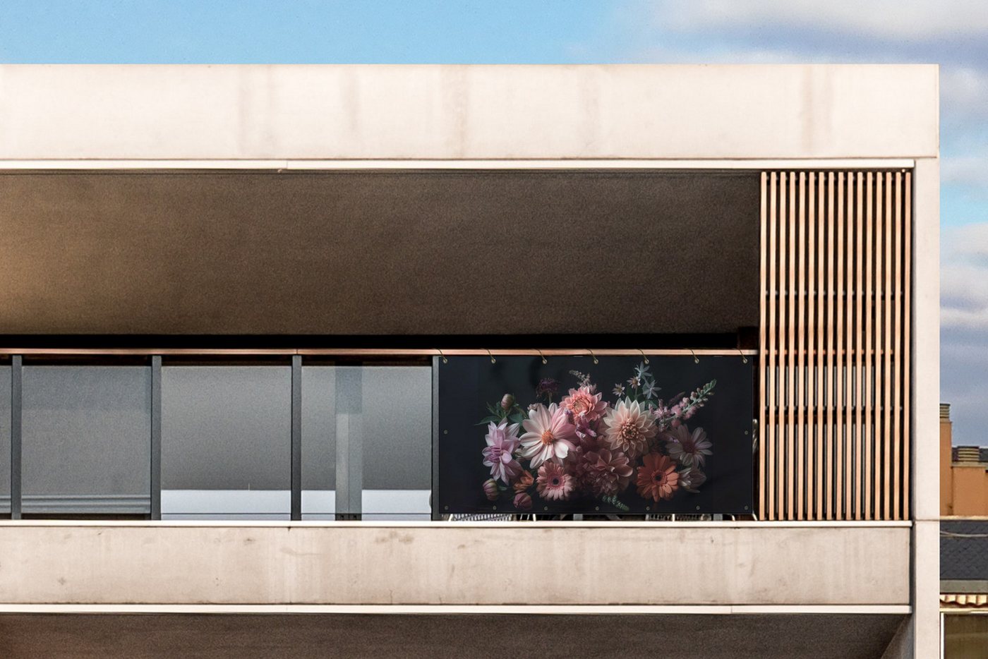 Thumbnail - MuchoWow Balkonsichtschutz Blumen - Rosa - Natur (1-St) Balkon Sichtschutz 90x200, Windschutz für Zaun PVC, 200x90 cm