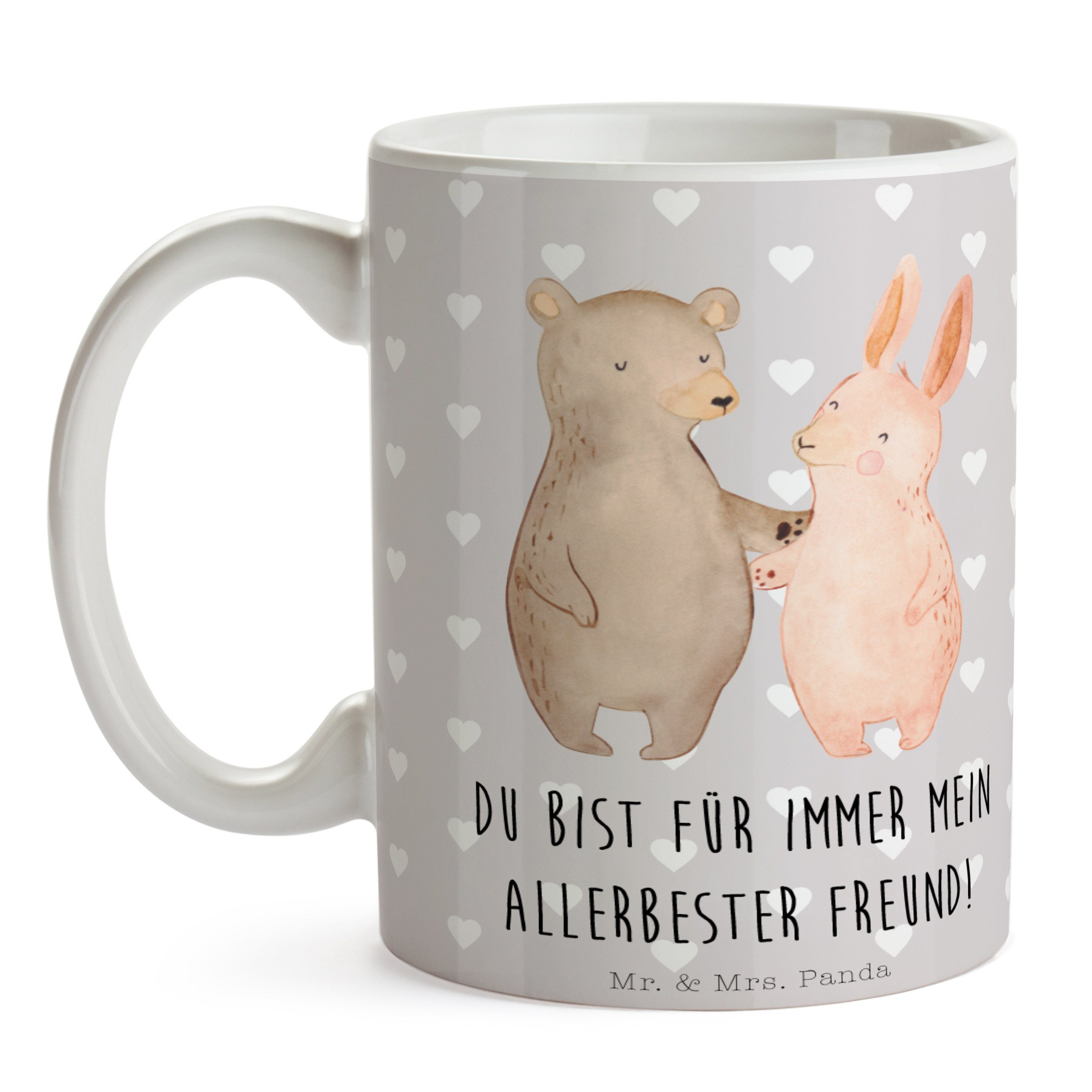 Grau Mrs. Mr. & Panda Geschenk, friends, - Umarmen Keramik - Bär best Hase Freundinnen, Pastell Tasse