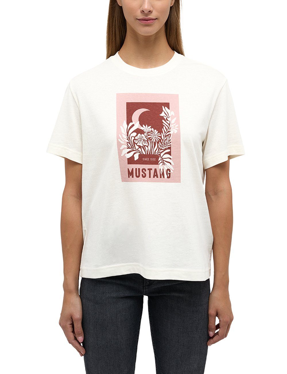 Mustang Print-Shirt offwhite T-Shirt Kurzarmshirt MUSTANG