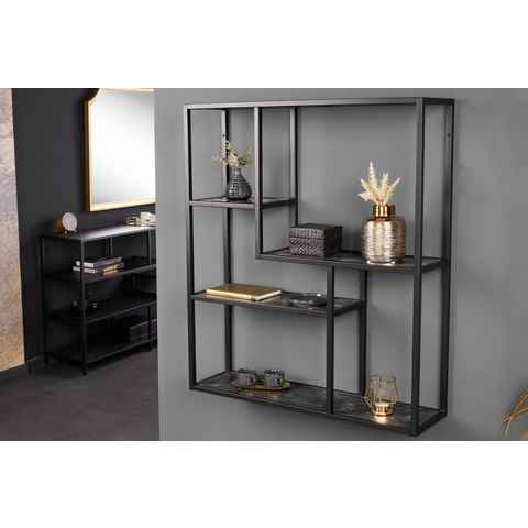 riess-ambiente Wandregal SLIM LINE 95cm anthrazit / schwarz, Einzelartikel 1-tlg., Wohnzimmer · Marmor-Design · Metall · eckig · 5 Fächer · Industrial