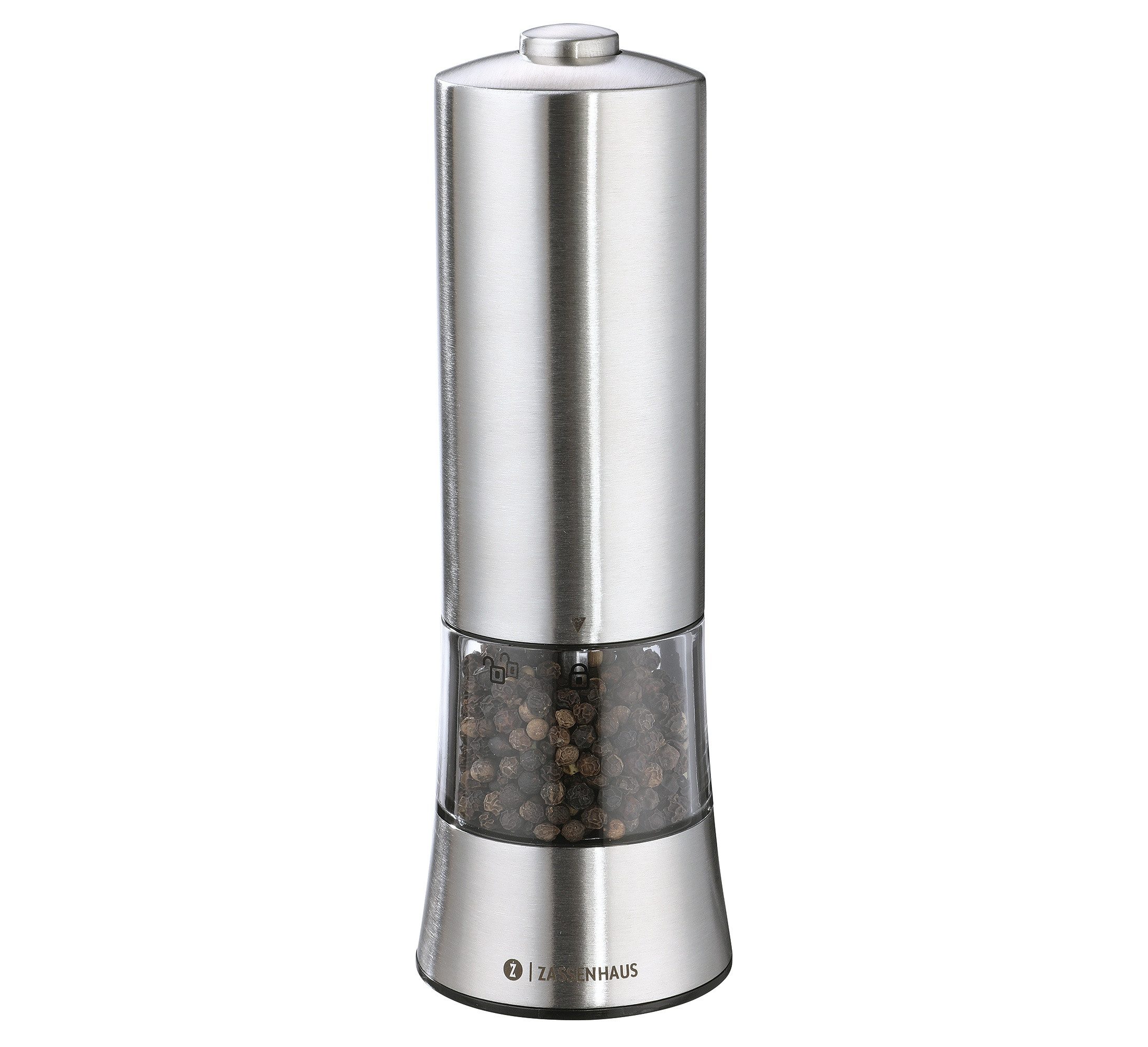 ZASSENHAUS Salz-/Pfeffermühle Pfeffermühle Gewürzmühle USB elektrisch 18cm Edelstahl ZASSENHAUS