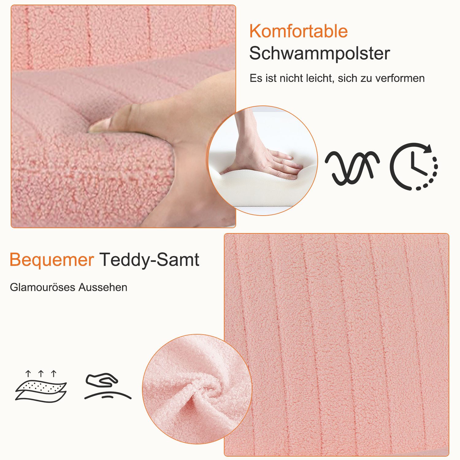 IDEASY Polsterstuhl Armless Lift Höhe Samt Leder Bein-Stuhl, Lässiger Schneidersitz mit Plüschrückenlehne