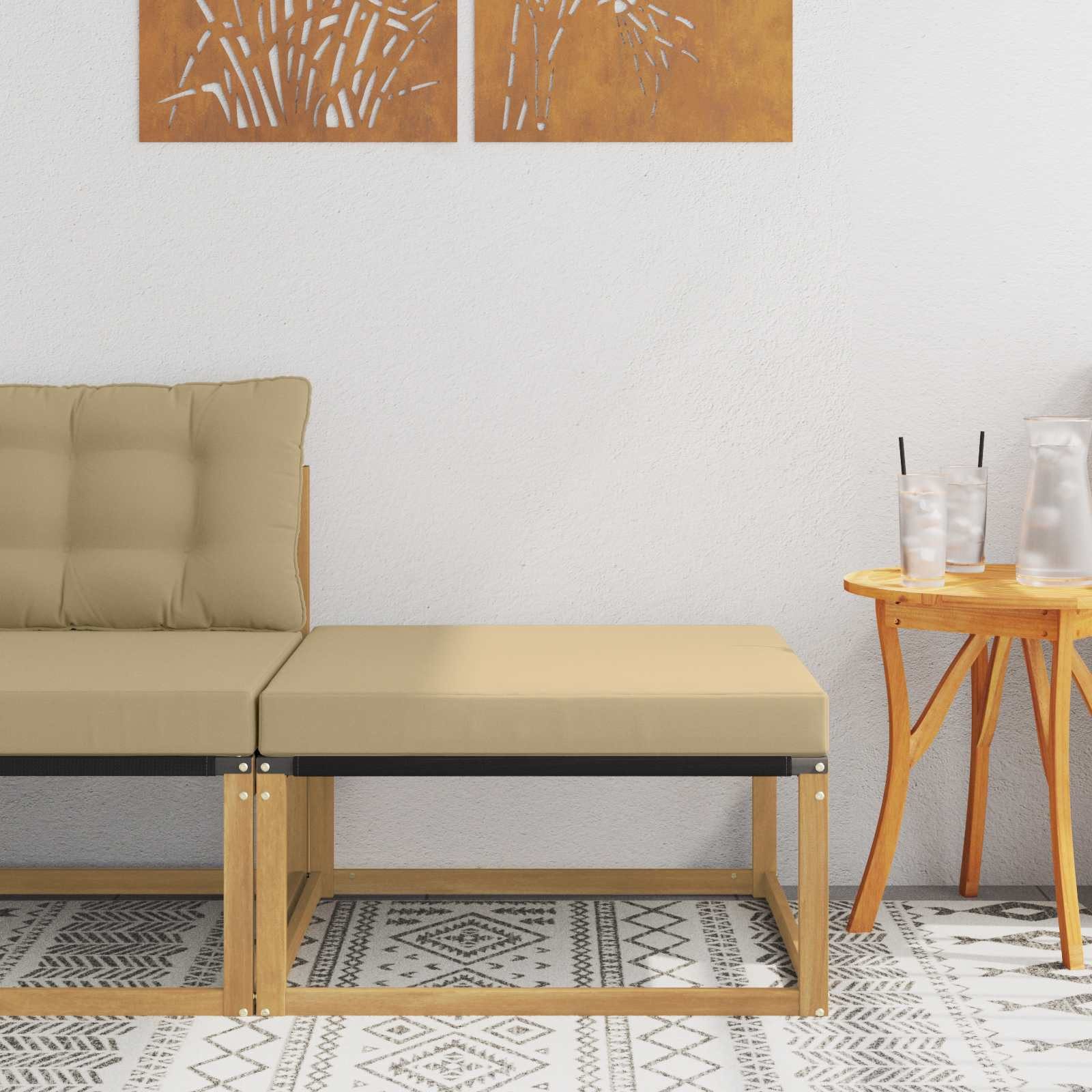 vidaXL Sofaelement Outdoor-Fußhocker Massives nholz und Textilene Weiß