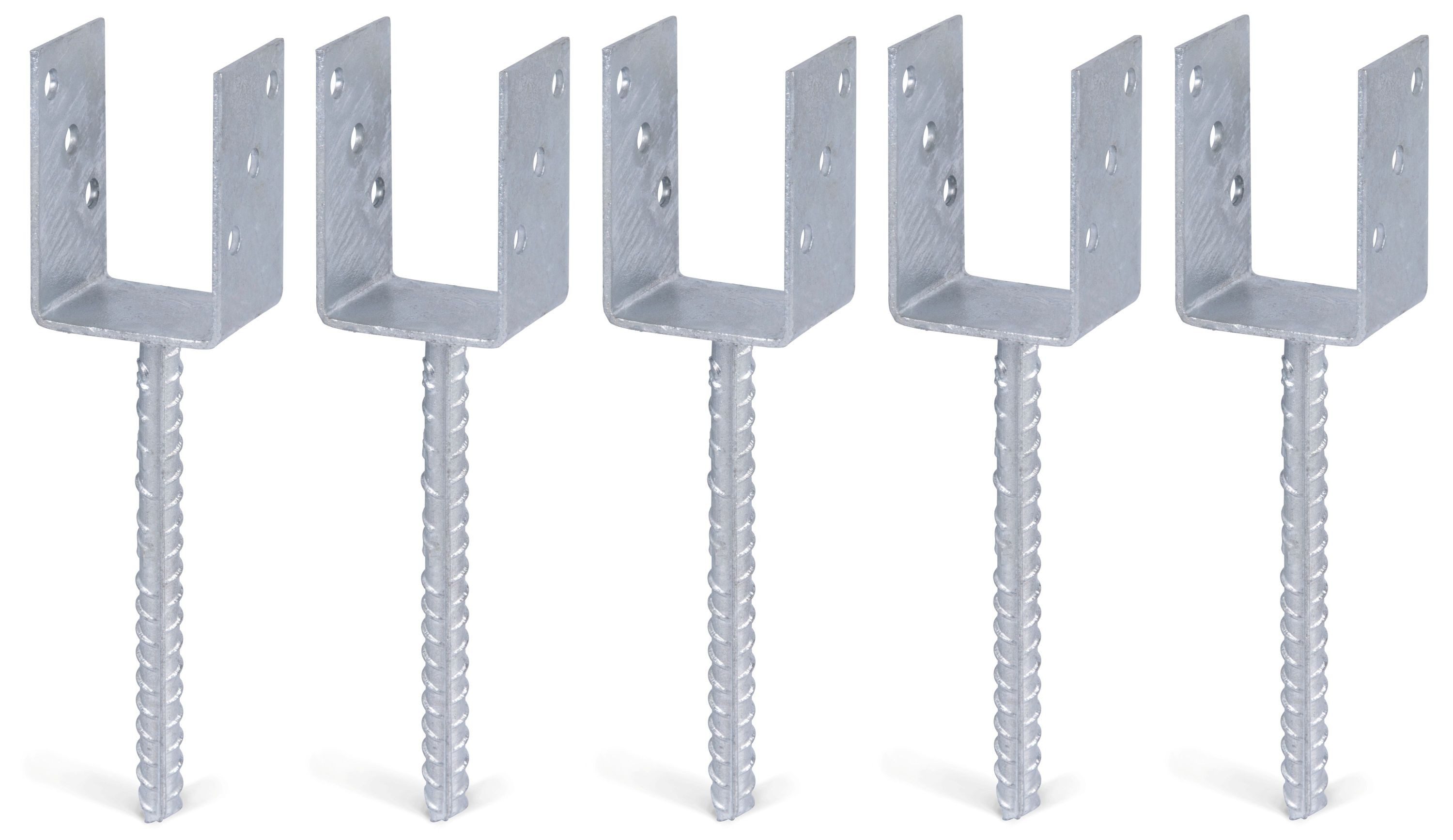 Alberts Zaunriegel Alberts 4er Set U-Pfostenträger mit Betonanker aus Riffelstahl feu, Alberts U-Pfostenträger, mit Betonanker aus Riffelstahl, feuerverzinkt
