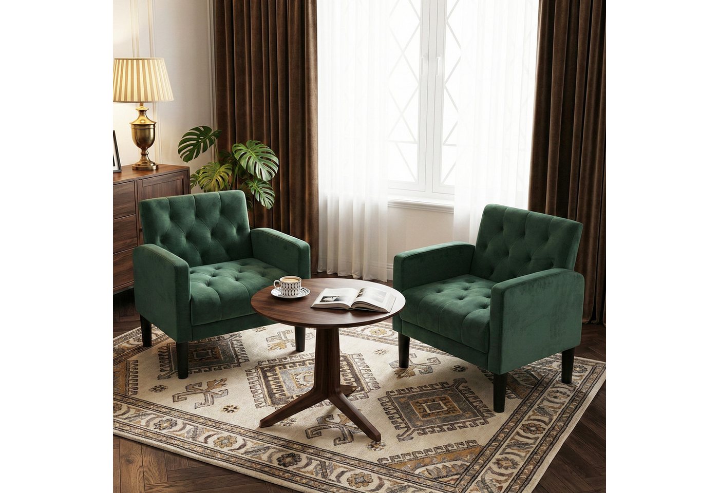 GRAVFORCE Ohrensessel Polstersessel Modern Loungesessel Wohnzimmer (2-St), Stoff bis 136 kg
