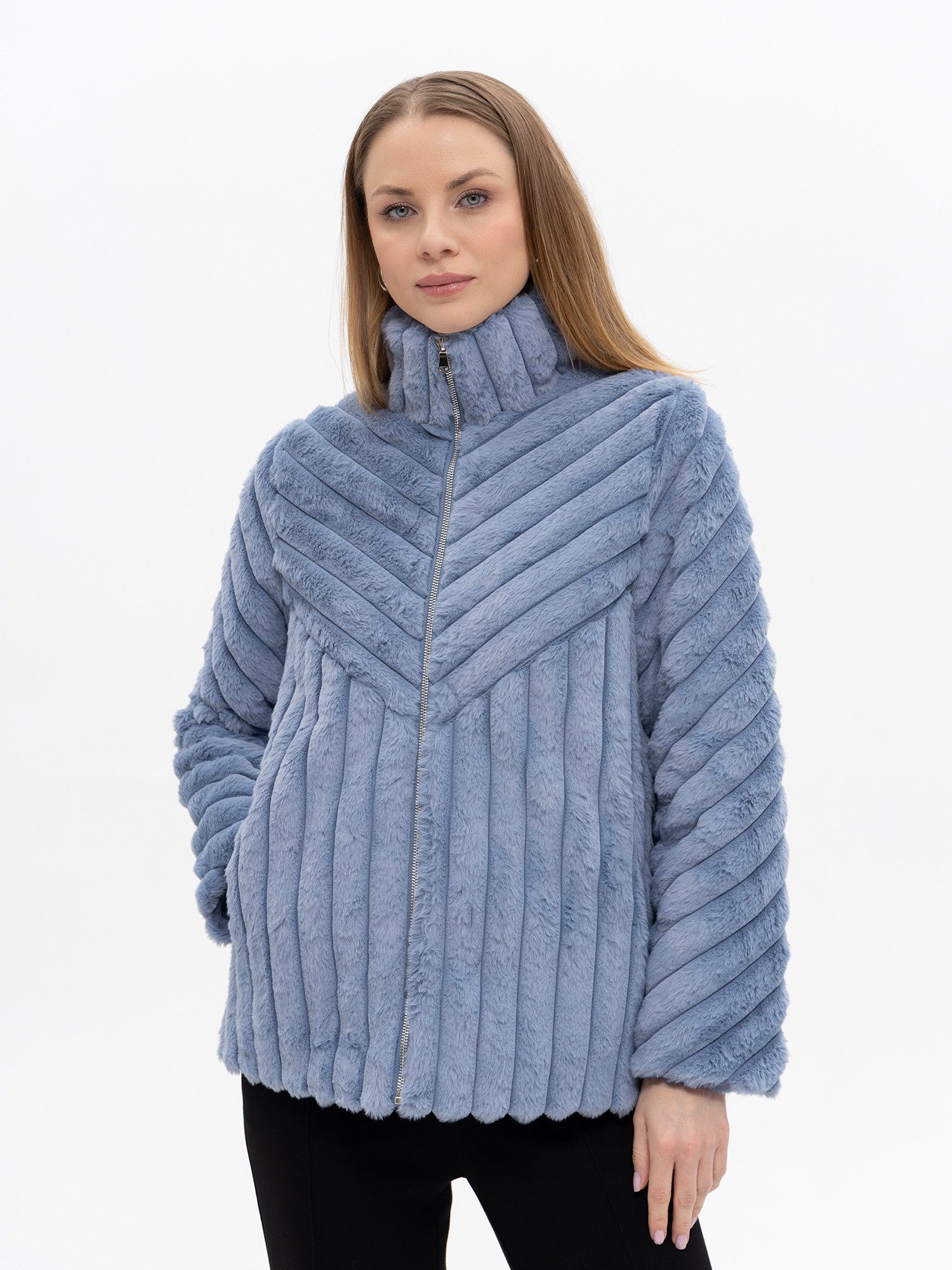 Passioni Fellimitatjacke mit Stehkragen Steppjacke günstig online kaufen