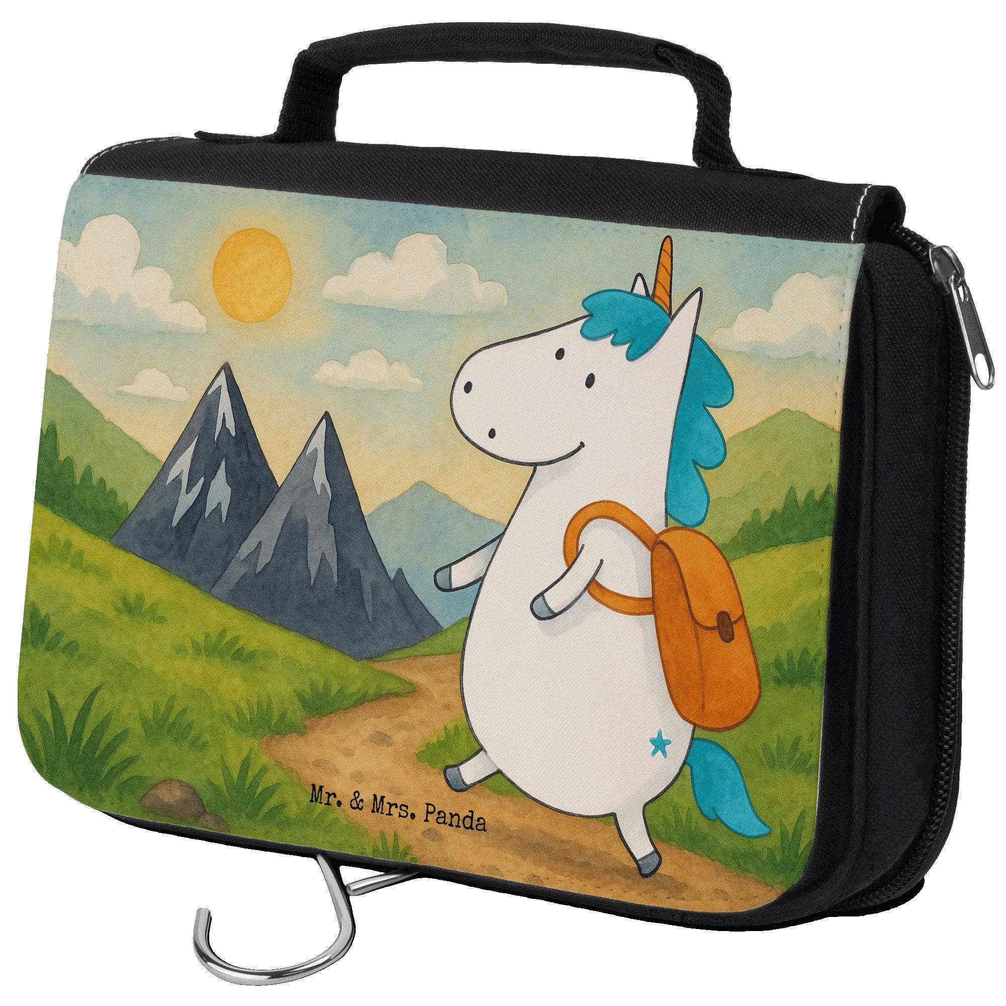 Kulturbeutel Einhorn Bergsteiger Design, Kosmetiktasche, Weiß, beautycase, Urlaub