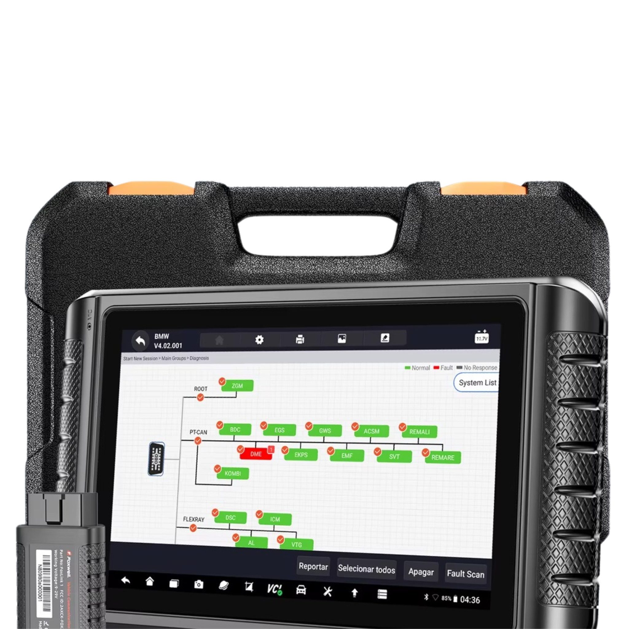 FOXWELL Kfz-Diagnosegerät Diagnosegerät mit 10,1" Touchscreen – OBD2 Scanner ECU-Codierung, IMMO, Komplett-Set
