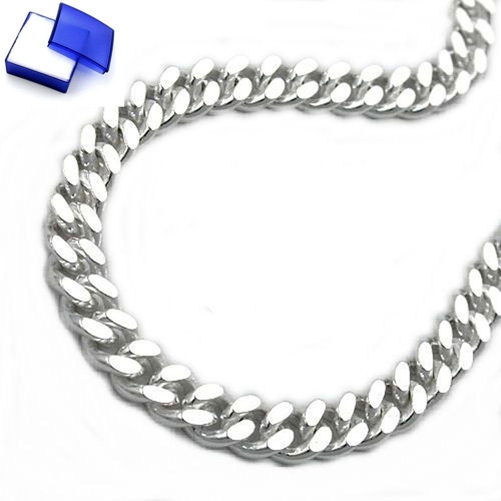 unbespielt Silberkette Halskette 4 mm Panzerkette 925 Silber 50 cm inkl. kleiner Schmuckbox, Silberschmuck für Damen und Herren | Silberketten