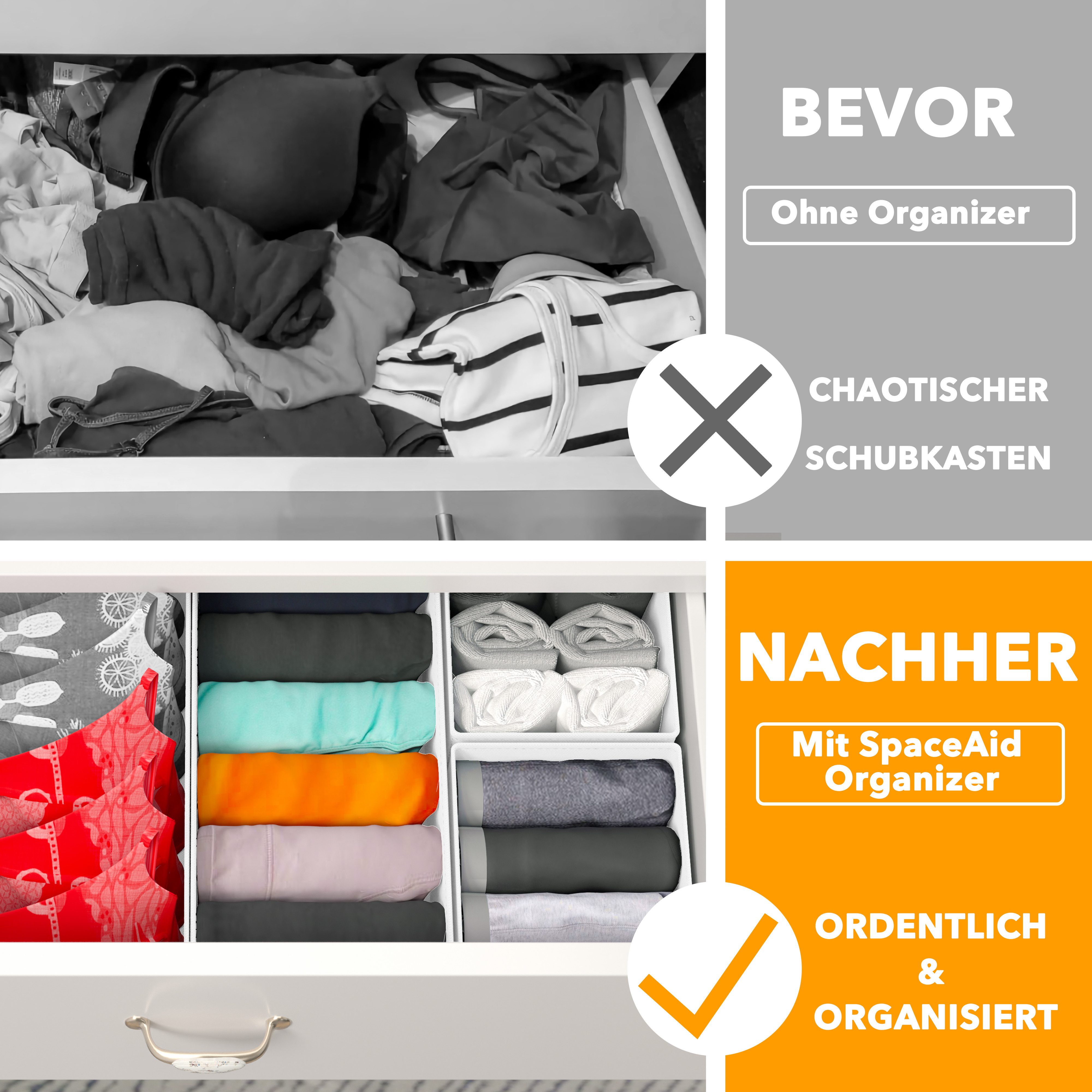 SpaceAid Auflagenbox 12 er Schubladen Organizer (Unterwäsche Organizer), Faltbare Aufbewahrungsbox Stoff – Bild 2 von 5
