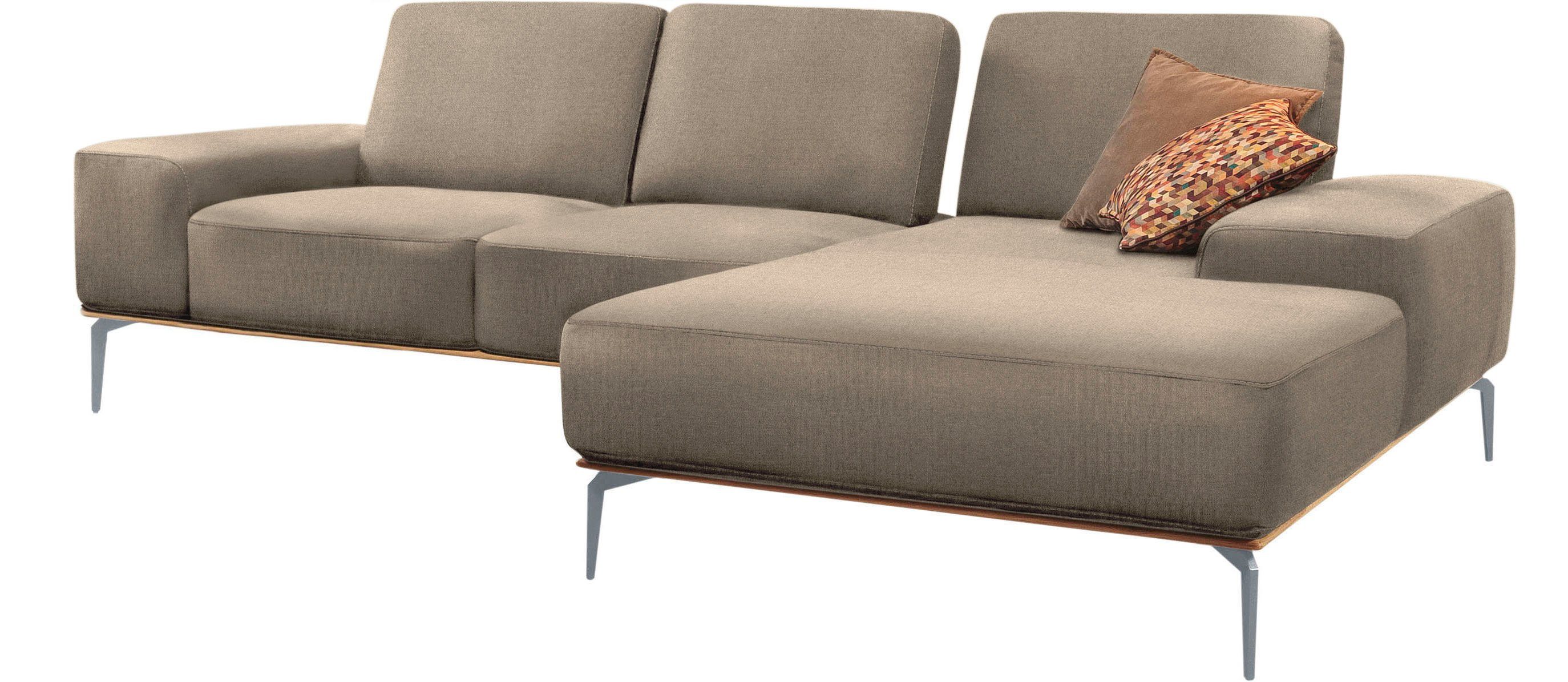 W.SCHILLIG Ecksofa run, Designsofa mit tollem Sitzkomfort, bequem, L-Form, mit elegantem Holzsockel, Füße in Silber matt, Breite 279 cm