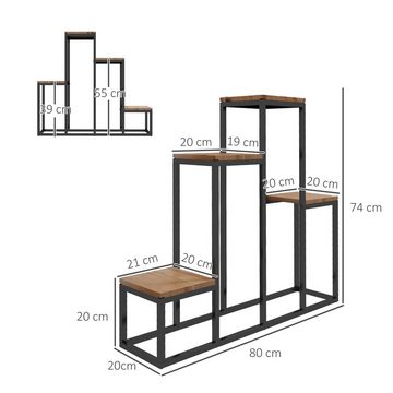 Outsunny Pflanzentreppe Blumenregal, Blumenständer mit 4 Ebenen (Blumenregal, 1 St., Pflanzregal), für Balkon, Garten, Hellbraun, 80 x 20 x 74 cm