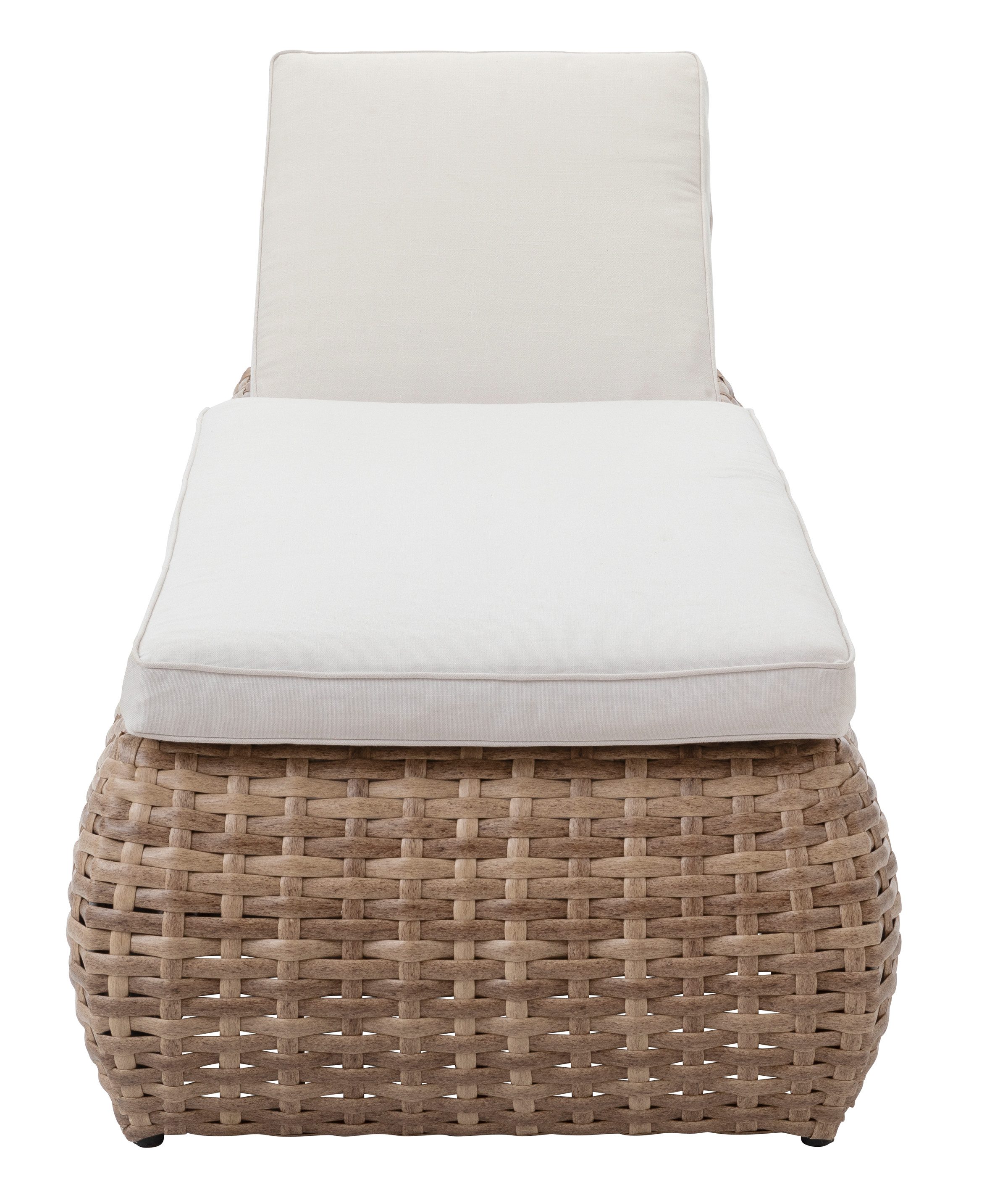 Dehner Gartenliege Liege Tulum, mit verstellbarem Kopfteil / Polster, 195 x 94 x 60 cm, elegante Outdoor-Liege in Rattanoptik, inkl. Polster