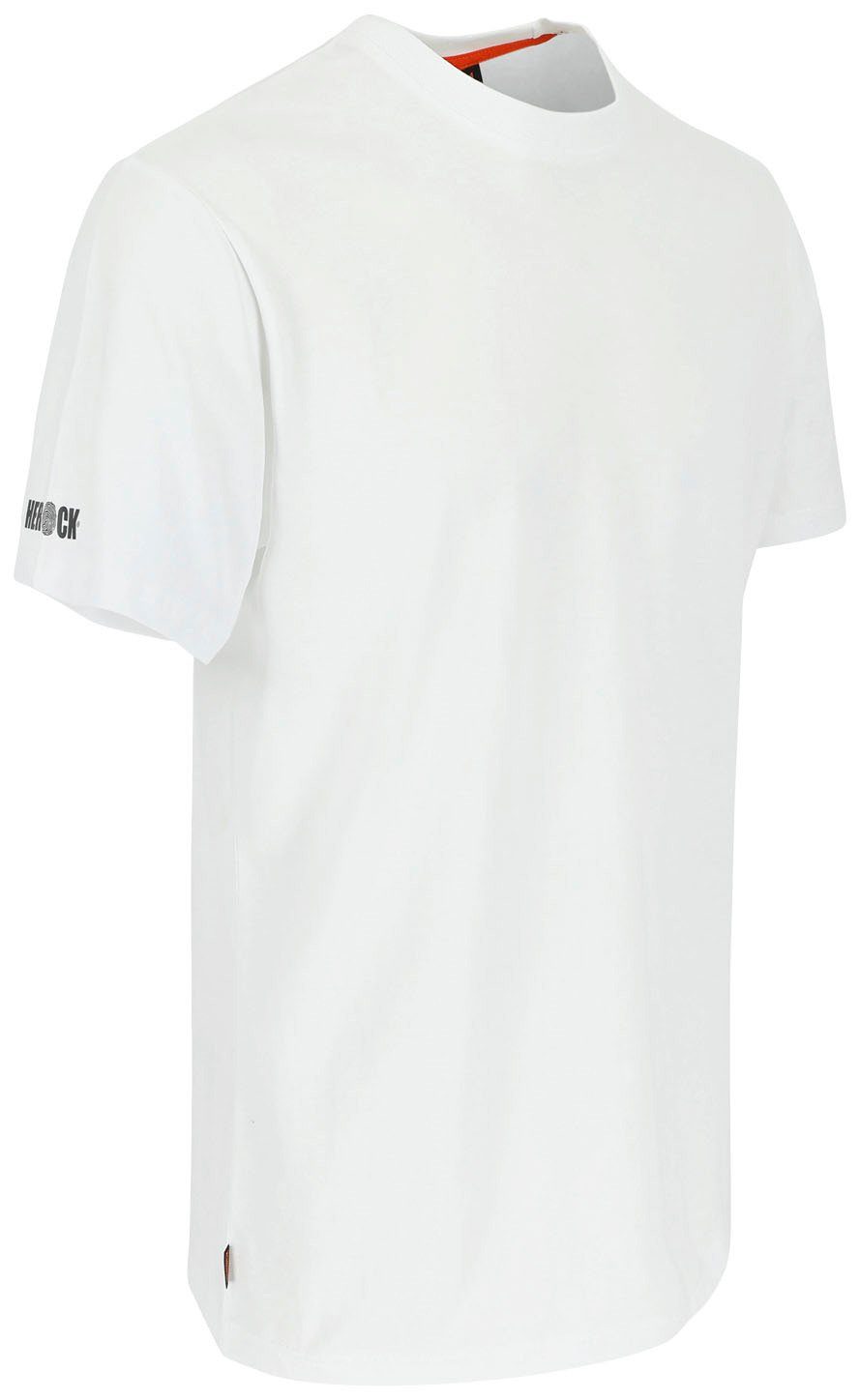 kurze Herock®-Aufdruck, T-Shirt Ärmel T-Shirt weiß Rippstrickkragen Herock kurze Rundhalsausschnitt, Callius Ärmel,