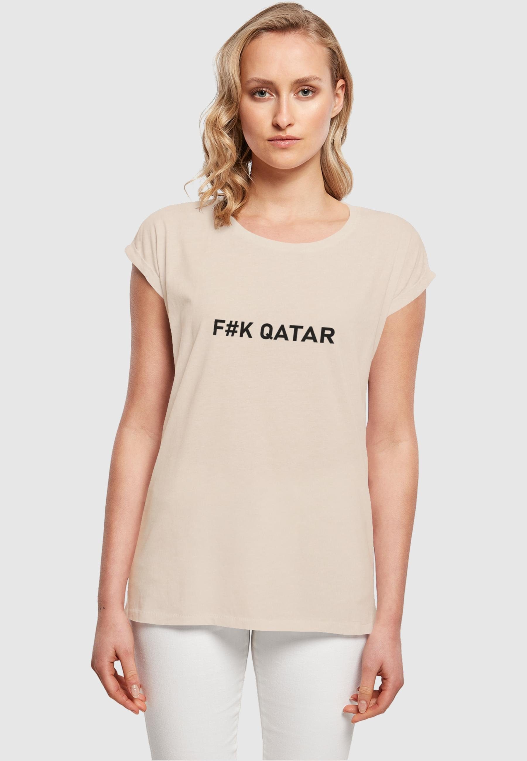 Shoulder Extended Merchcode whitesand Ladies Qatar Tee T-Shirt F#K (1-tlg) Damen
