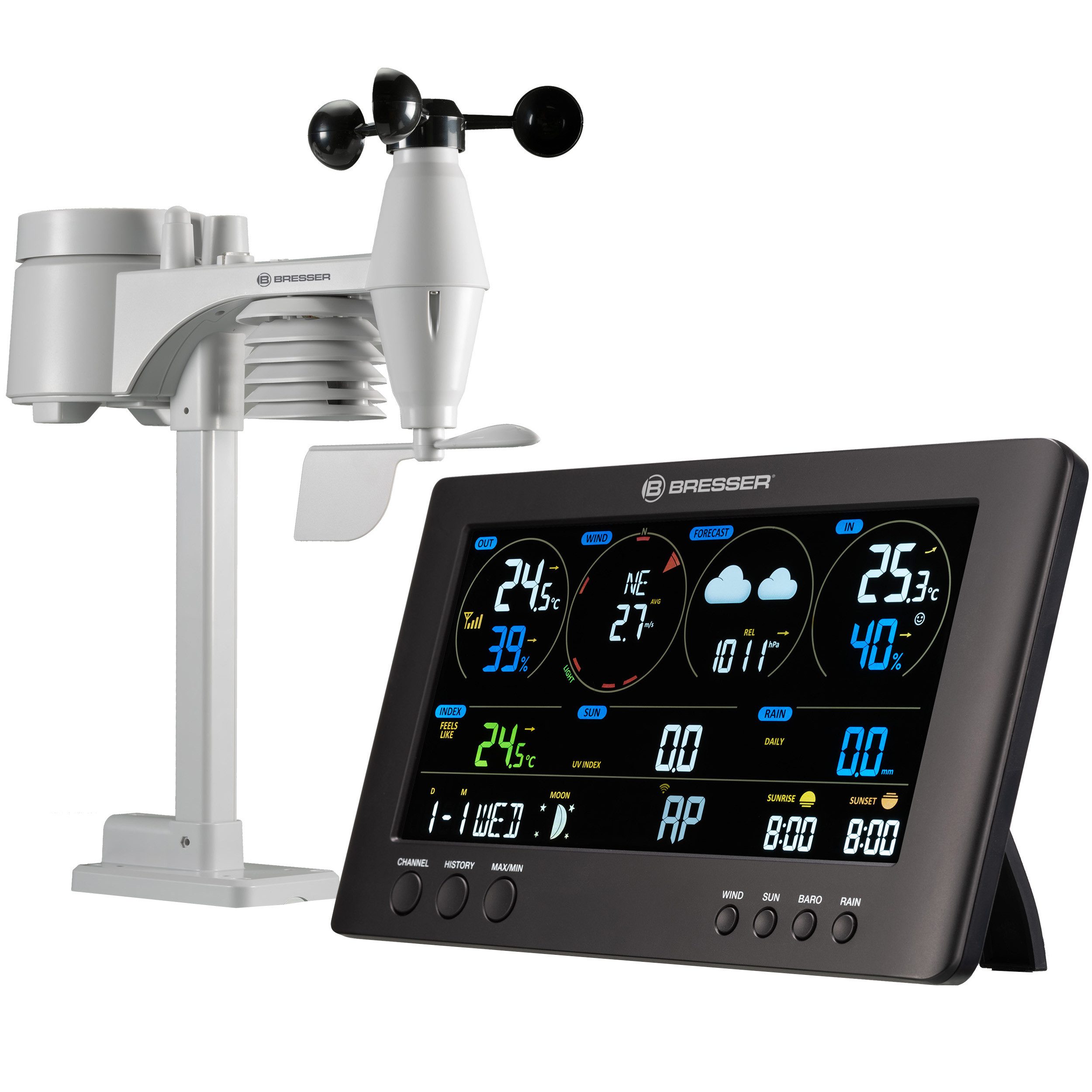 BRESSER BRESSER WLAN ClearView Wetterstation mit 7-in-1-Profi-Sensor Wetterstation