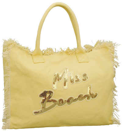 Miss Beach Strandtasche - Badetasche mit Reißverschluss - Shopper aus Canvas - 29 Liter