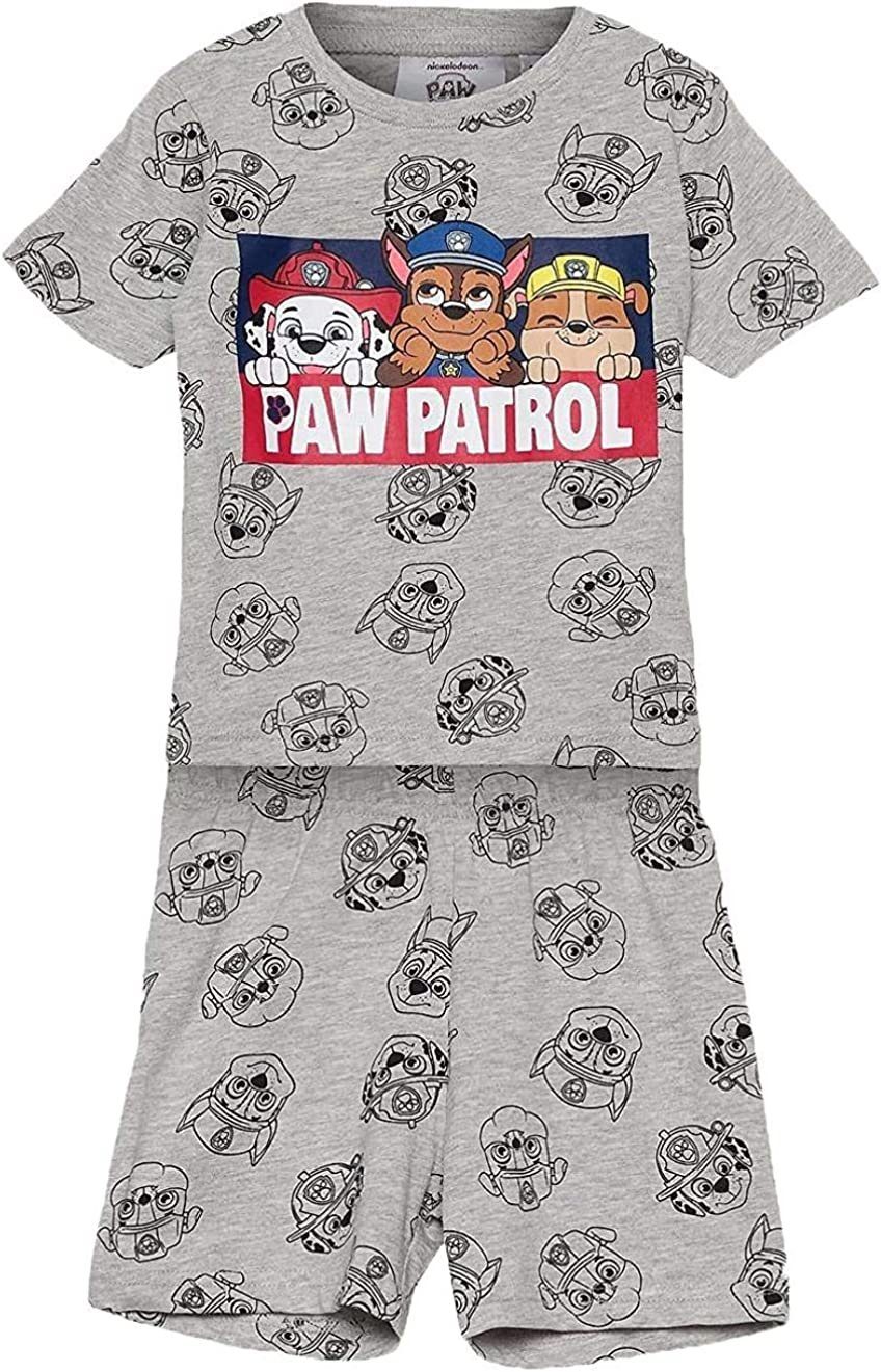 PAW PATROL Pyjama PAW PATROL Kinder Pyjama Shorty Schlafanzug Jungen und Mädchen Blau und Grau Gr. 98 104 110 116 128 - 2 3 4 5 6 7 8 910 Jahre Hellgrau