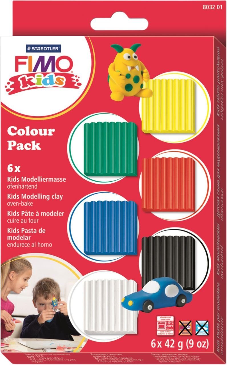 STAEDTLER Bastelfilz STAEDTLER FIMO kids Colour Pack basic 6 x 42 g