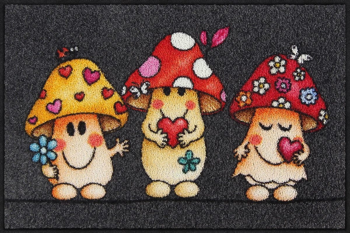 Salonloewe Fußmatte Eingangsmatte 50x75 Funky Mushrooms Dunkelbraun, Eingangsmatte normal, Höhe: 500 mm