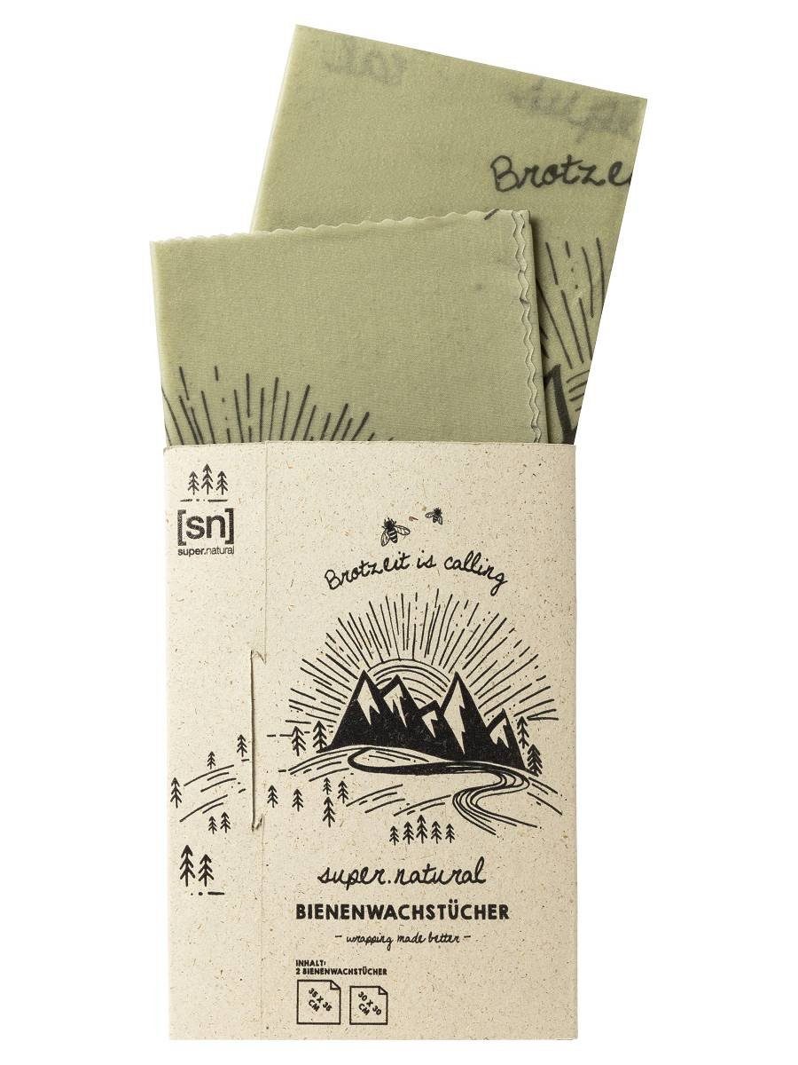 SUPER.NATURAL Bienenwachstücher Bienenwachstücher BEES WAX WRAPS, Doppelpack, 2-tlg., 2, antibakteriell, mehrfach wiederverwendbar