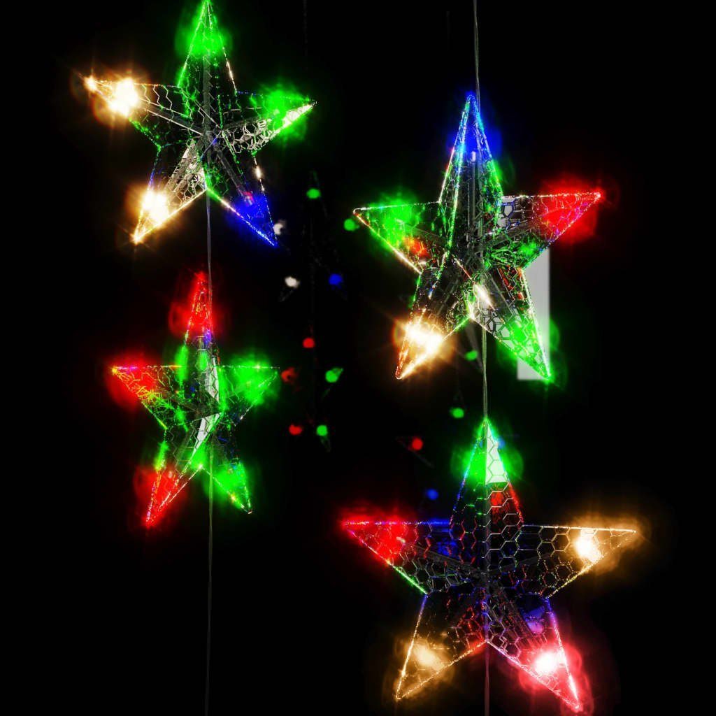 vidaXL Lichterkette LED-Lichtervorhang mit Sternen Funktionen LED Bunt Mehrfarbig 8 200
