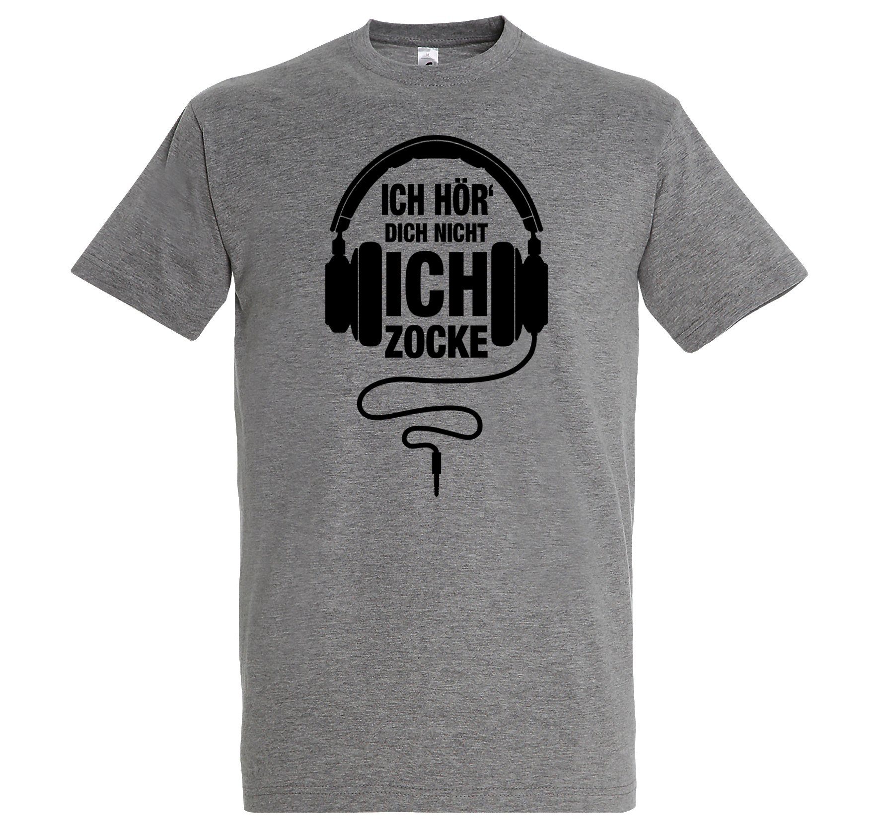 Youth Designz Grau lustigem mit Zocker Shirt Frontprint Zocke Herren T-Shirt Ich