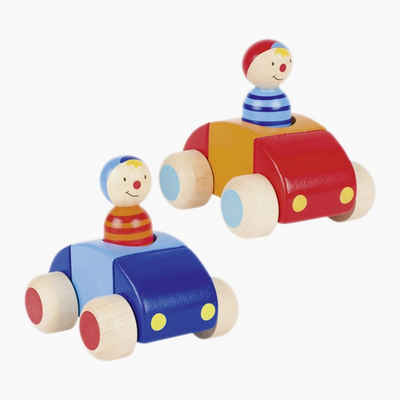 goki Spielzeug-Auto Auto Set mit Männchen und Hupe Blau und Rot 2er Set, (Spar Set), Mit Huppe