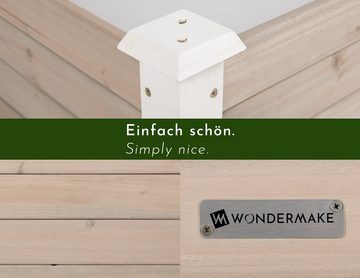 WONDERMAKE Hochbeet Umrandung aus Holz für Garten Terrasse groß, Pflanzbeet Bausatz XL, quadratisch, Blumenbeet Kräuterbeet Beetumrandung, weiß grau anthrazit