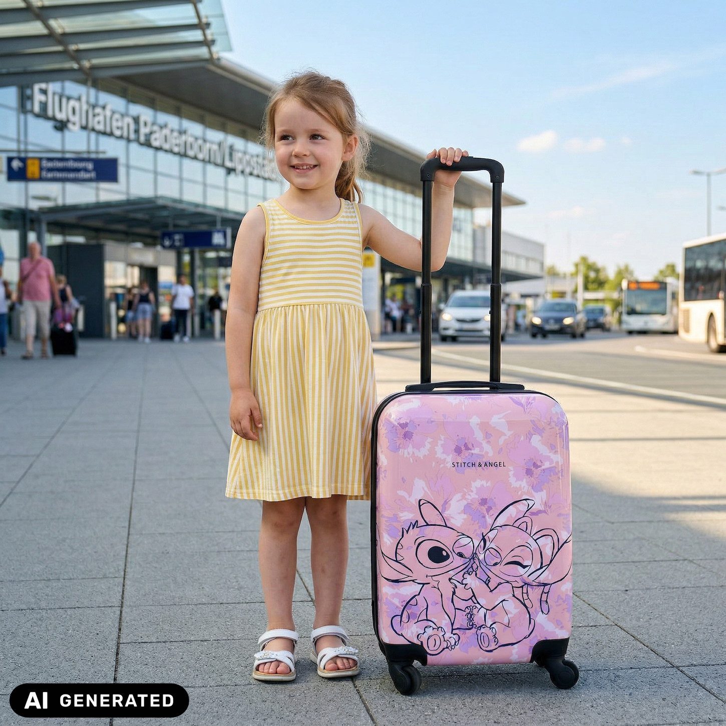 Disney Kinderkoffer Stitch Trolley Koffer 32 L Kindertrolley Trolly Kinder Handgepäck, Qualitätsware, Leicht, ABS-Hartschale, 4 Rollen 360°