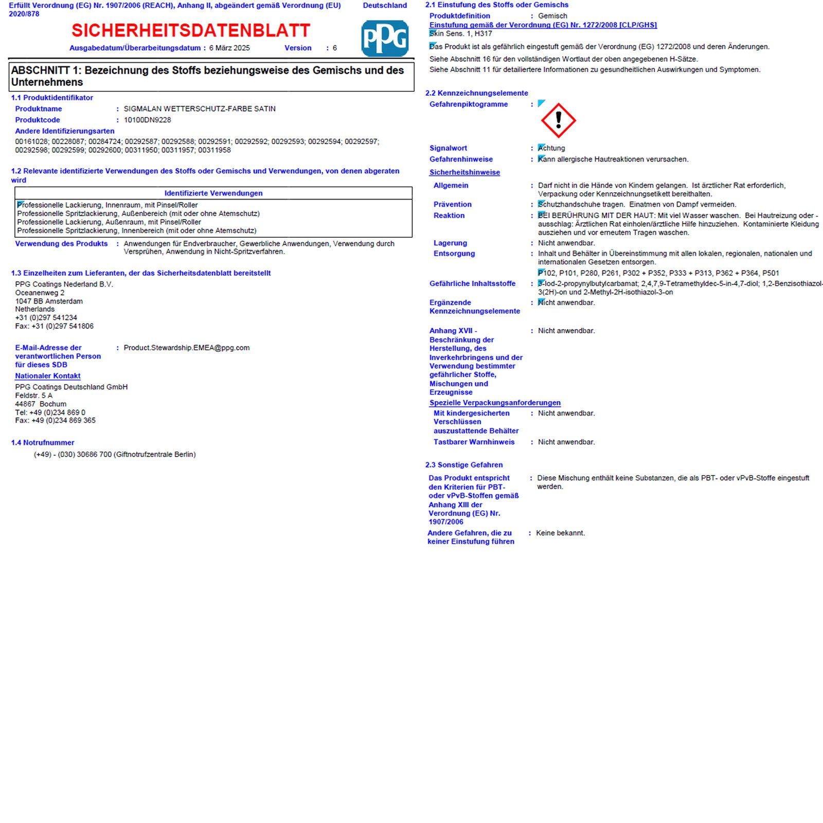 SIGMA Coatings Wetterschutzfarbe Sigmalan Wetterschutz-Farbe 5 LTR