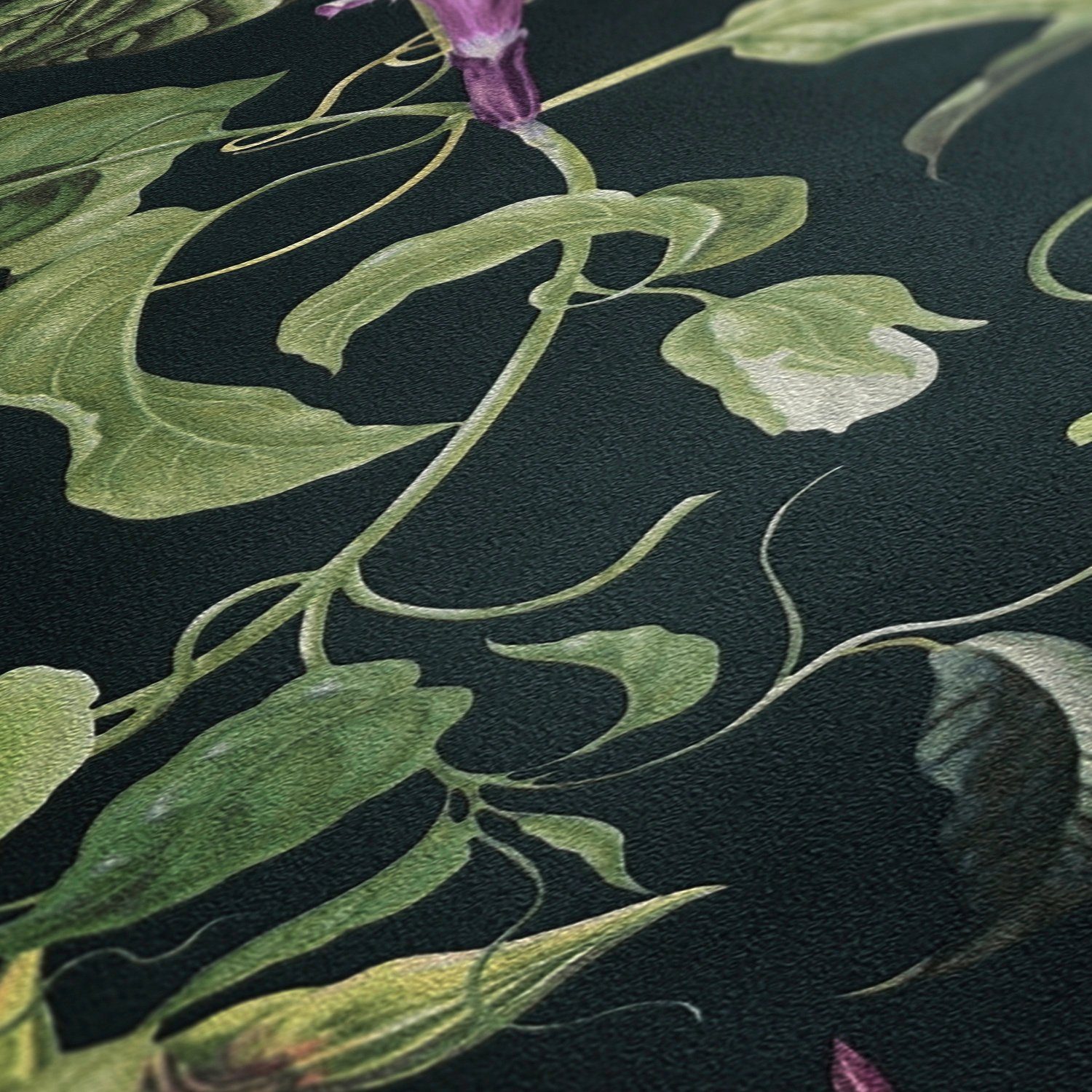 LIVING botanisch, METROPOLIS BY Tapete floral, schwarz/grün/lila Dschungel good, tropisch, MICHALSKY Designertapete A.S. Vliestapete Change Création is