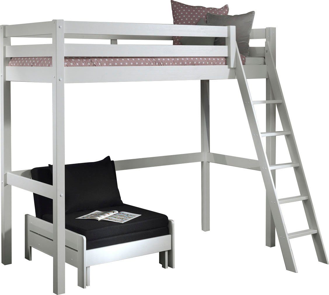 Vipack Hochbett (Made in Europe) Hochbett mit 90 x 200 cm Liegefläche, grau oder weiß lackiert