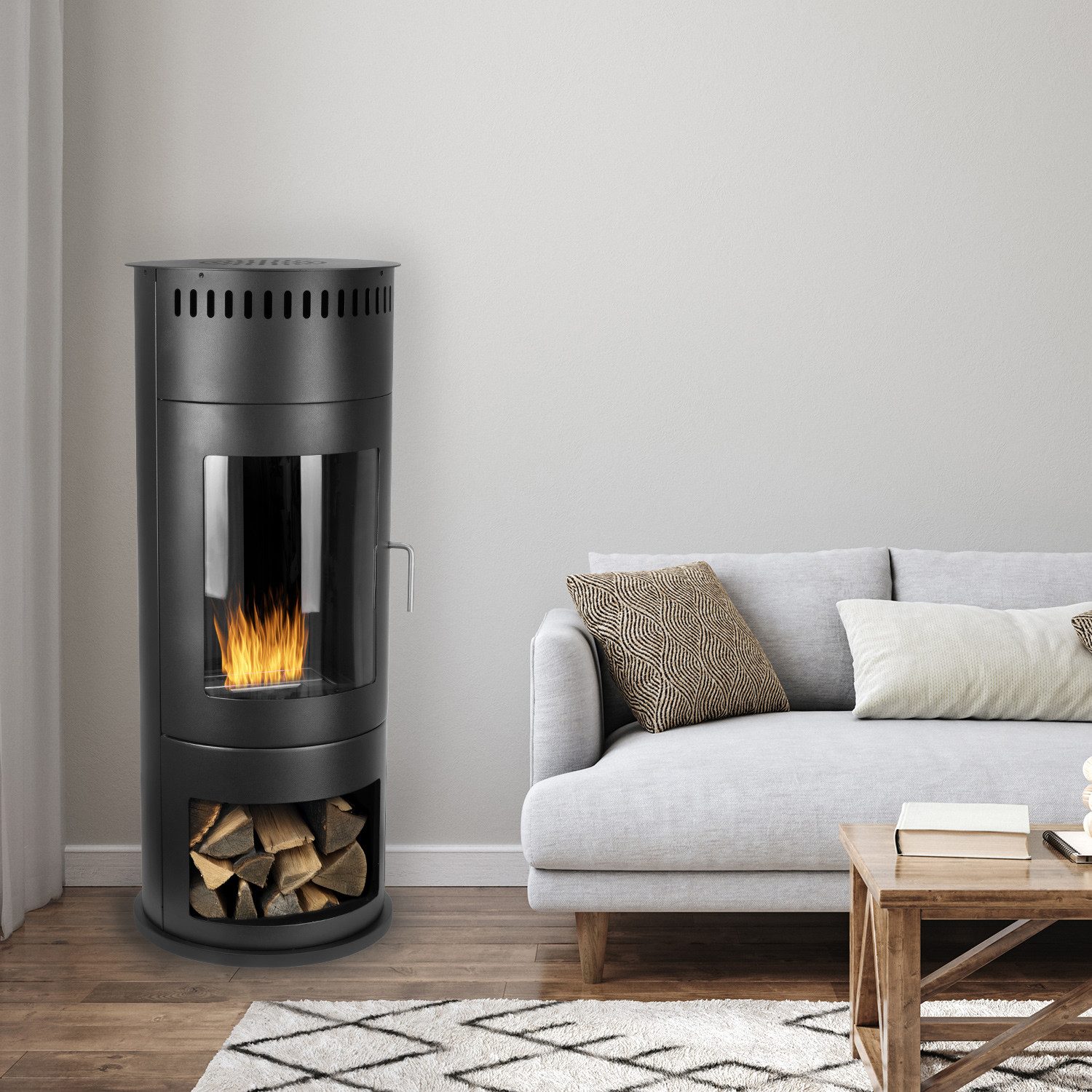 Moritz Dekokamin Ethanol-Kamin rund 113 cm mit Sichtfenster schwarz, Ethano günstig online kaufen