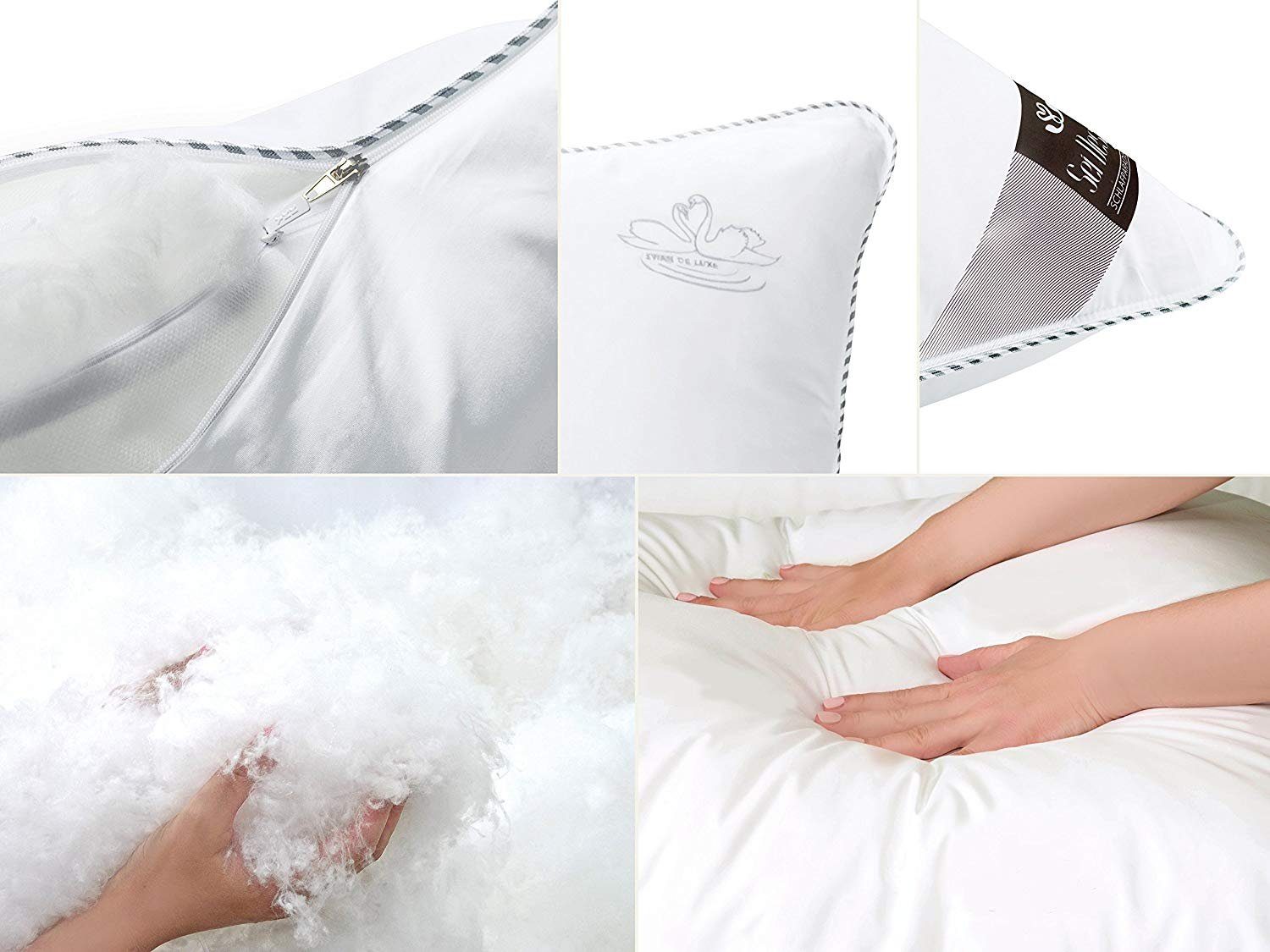 Daunen Bezug, Vegane Füllung: Kopfkissen Innenkissen, 2-er Polyester Softfill DE mit zu Collection LUXE PackKopfkissen SWAN Air Mikrofaser, Alternative 100% 80x80