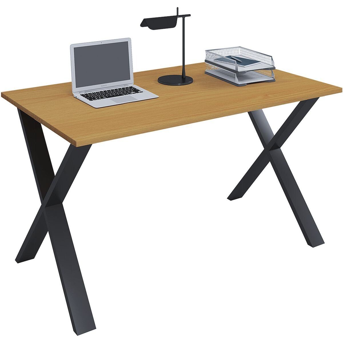 Vcm Schreibtisch Lona Rechteckig Tiefe 80 Cm Mit Schwarzem X Fussgestell Online Kaufen Otto