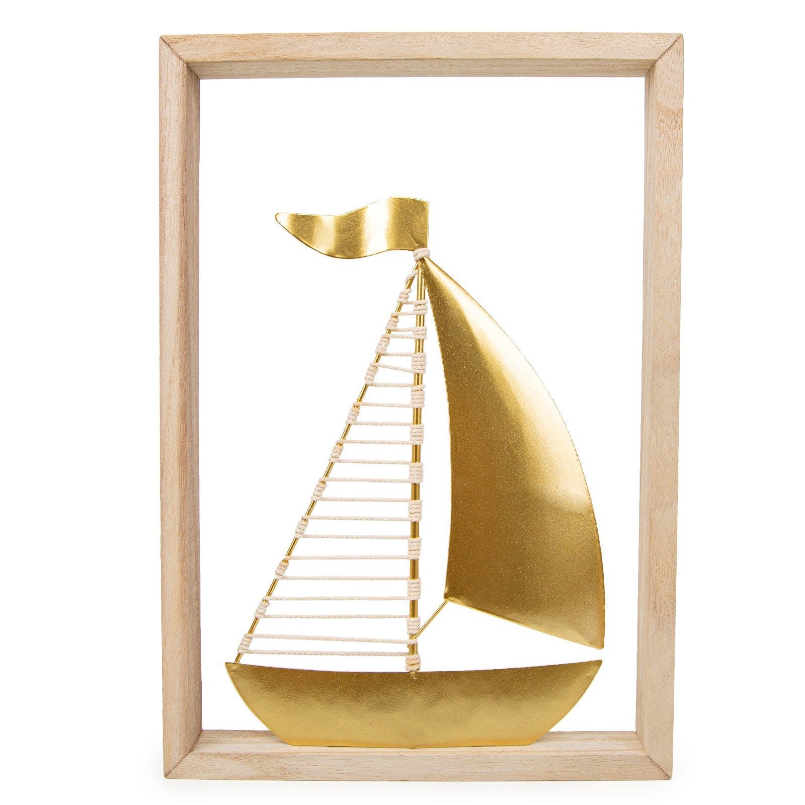 Logbuch-Verlag Dekofigur Segelschiff Bild Elegantes Wandbild Schiff aus Metall Gold weiß
