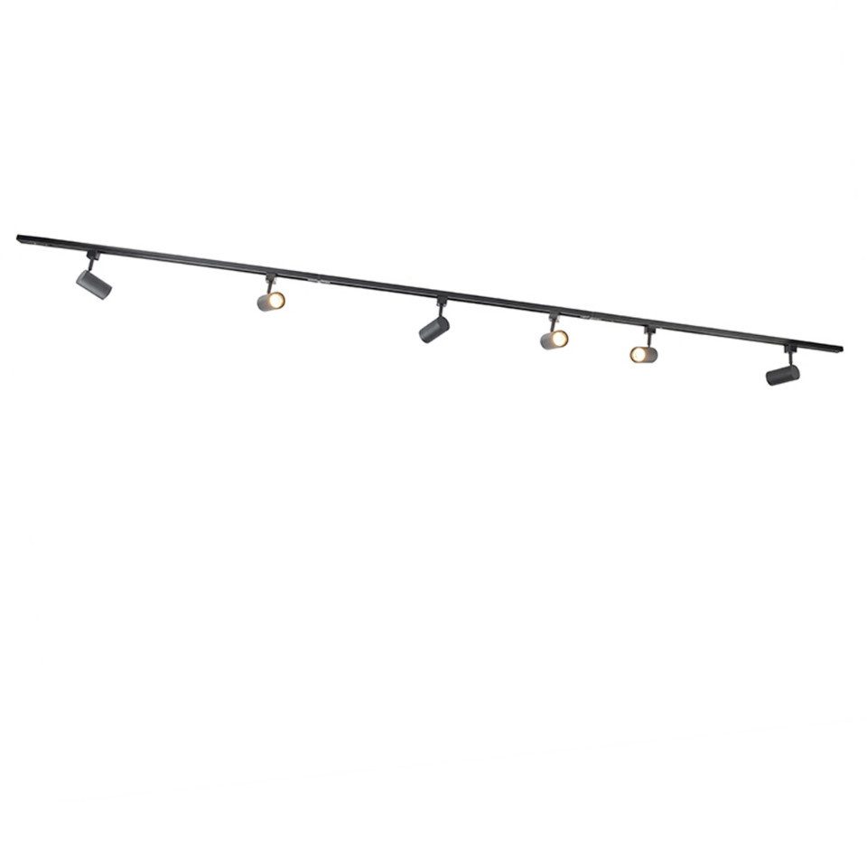 Qazqa Schienensystem-Sets Iconic jeana, ohne Leuchtmittel, GU10, Modern, Stahl, Deckenstrahler 6-flammig