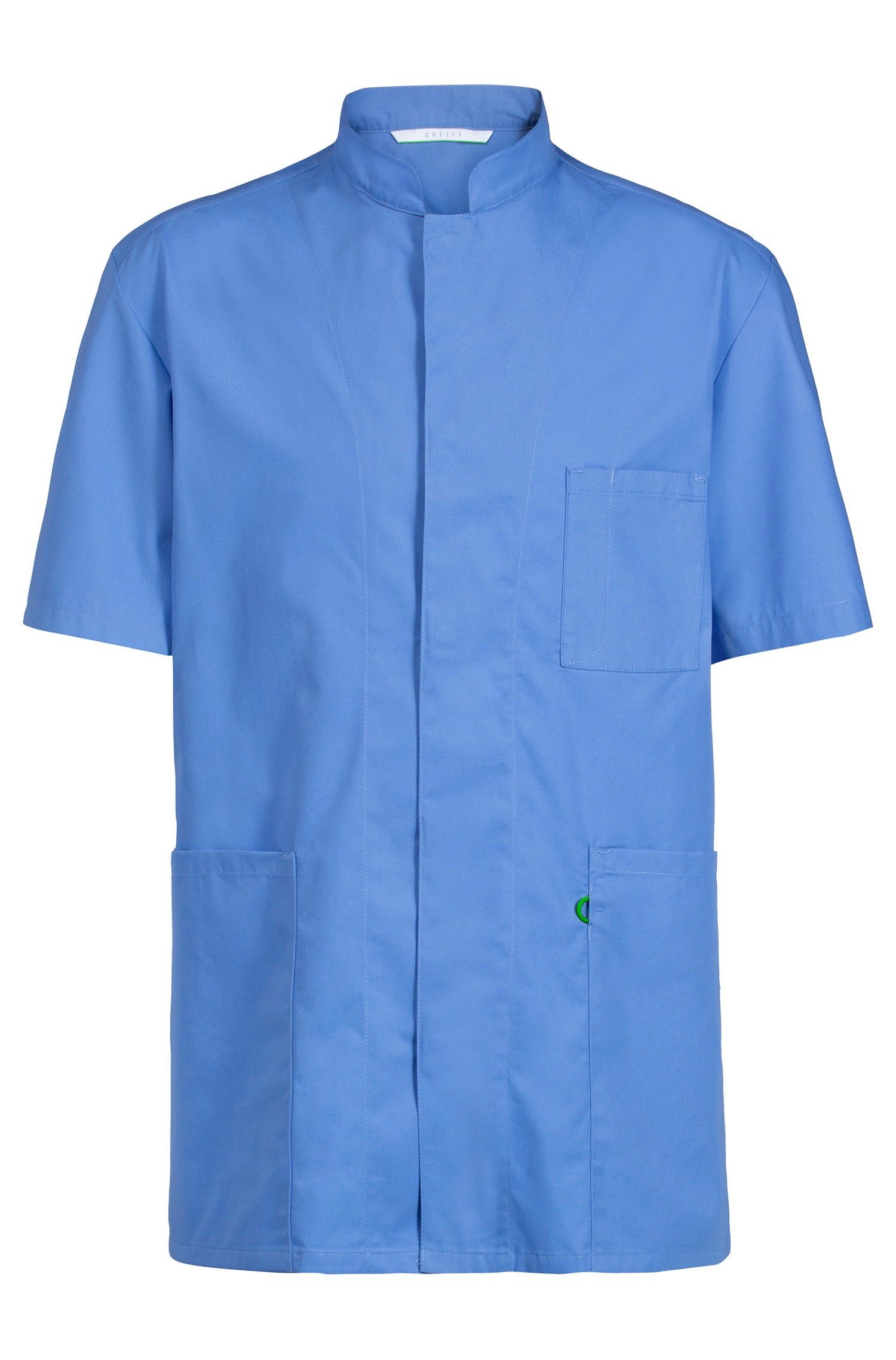 GREIFF Greiff CARE unisex Kasack Kurzarm Regular Fit Mittelblau
