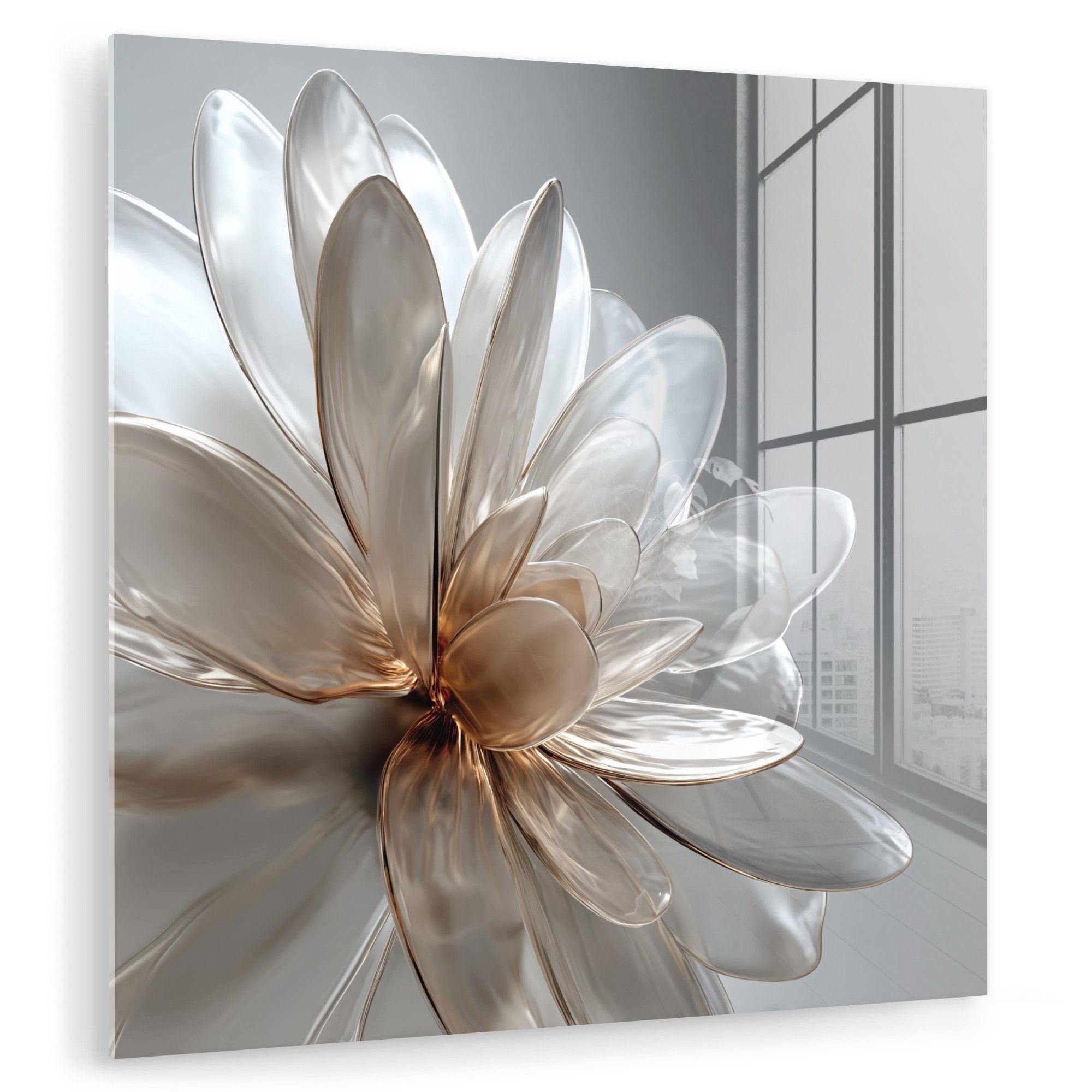 MuchoWow Acrylglasbild Blume - Weiß - Neutral, Inkl. Aufhängung, Bilder auf günstig online kaufen