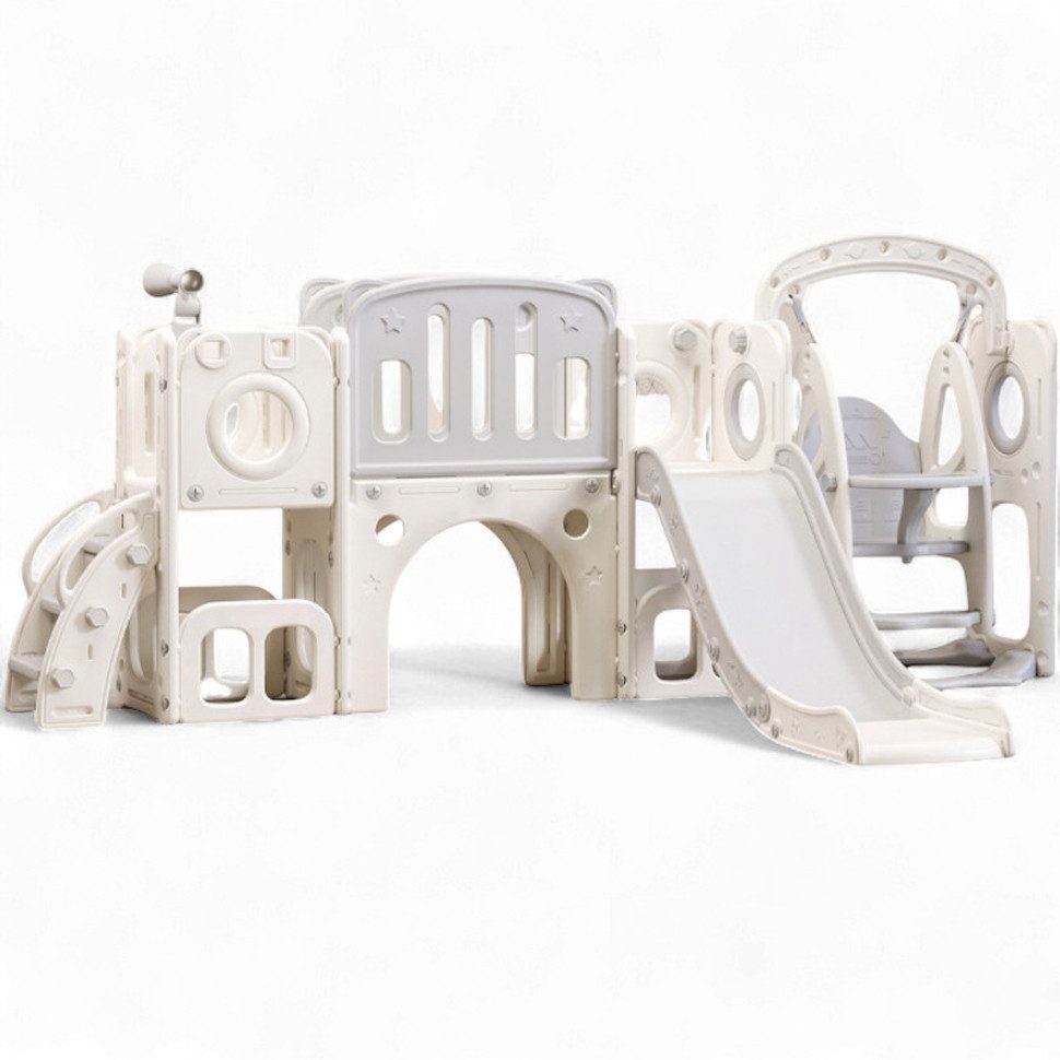 habeig Spielturm 9-in-1 Kinder Spielturm mit Rutsche 255x110 cm Schaukel Basketballkorb, Extrem Stabil