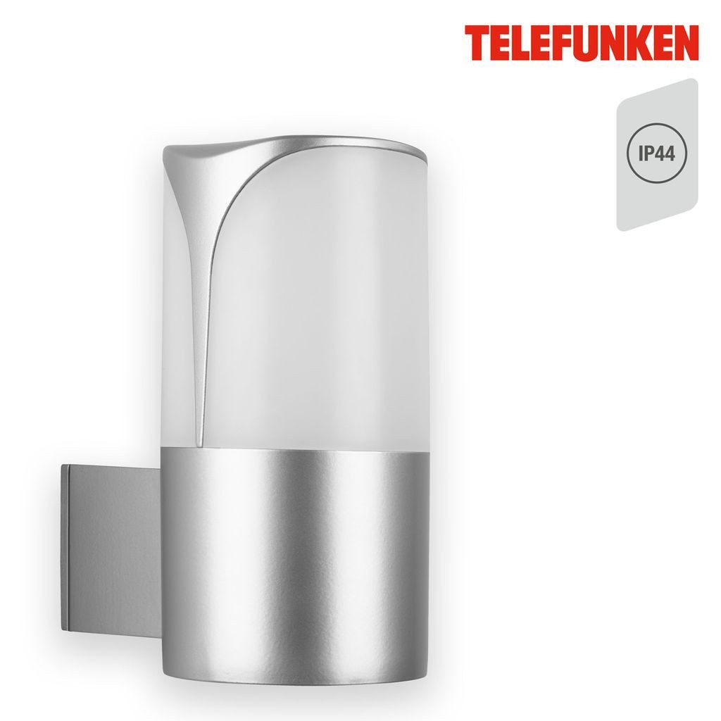 Telefunken Außen-Wandleuchte 320304TF, ohne Leuchtmittel, 2700K - Extra-Warmweiß, Wand Außenleuchte IP44 silber E27 Fassung