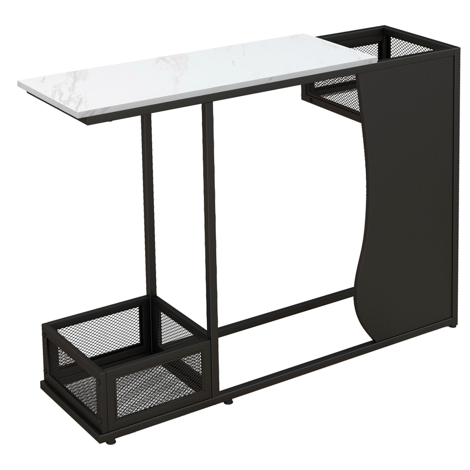 COSTWAY Konsolentisch, schmal, marmor, mit 2 Pflanzkästen, schwarz, 110cm