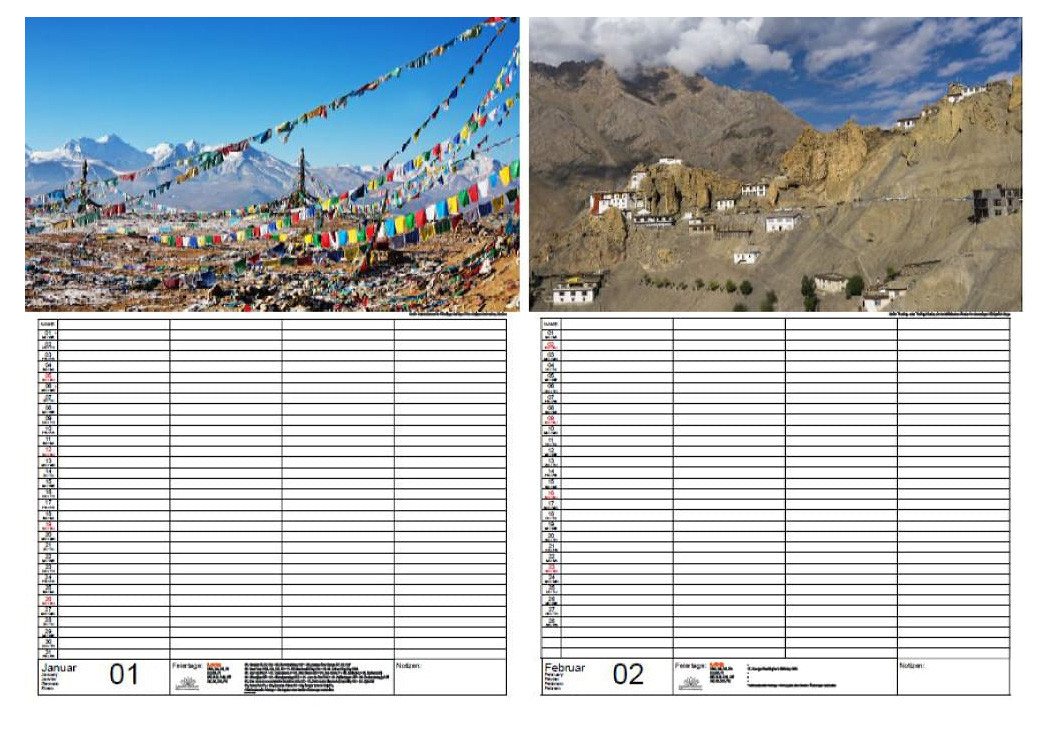 Thumbnail - Seelenzauber Familienkalender Reisezauber Tibet Familien Planer Kalender 2025 DIN A3 Lhasa Urlaub
