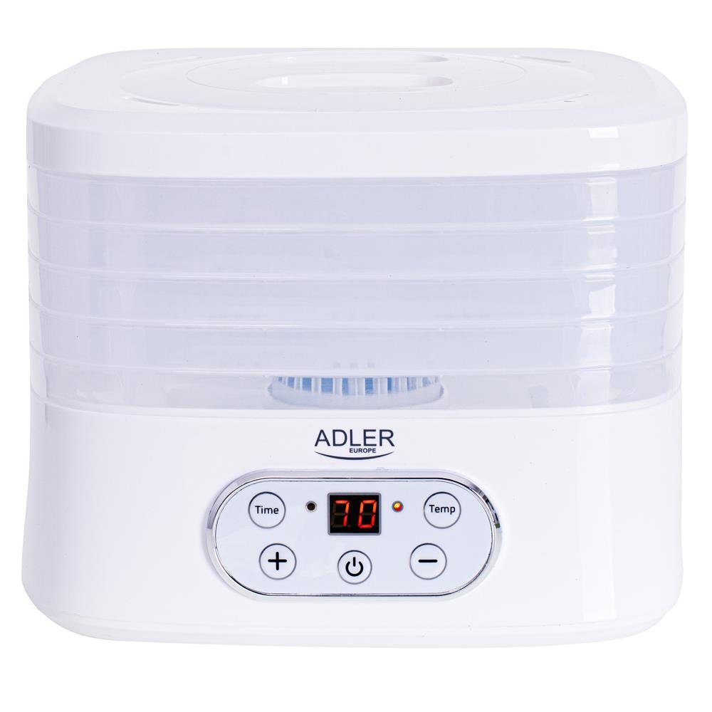 ADLER EUROPE Dehydrator AD 6658 Dörrautomat, Dörrgerät mit Timer, Lebensmittel Dehydrator 550 W, 5 Etagen, 35-70 °C, Obst, Gemüse, Pilze, Kräuter & Fleisch, Weiß