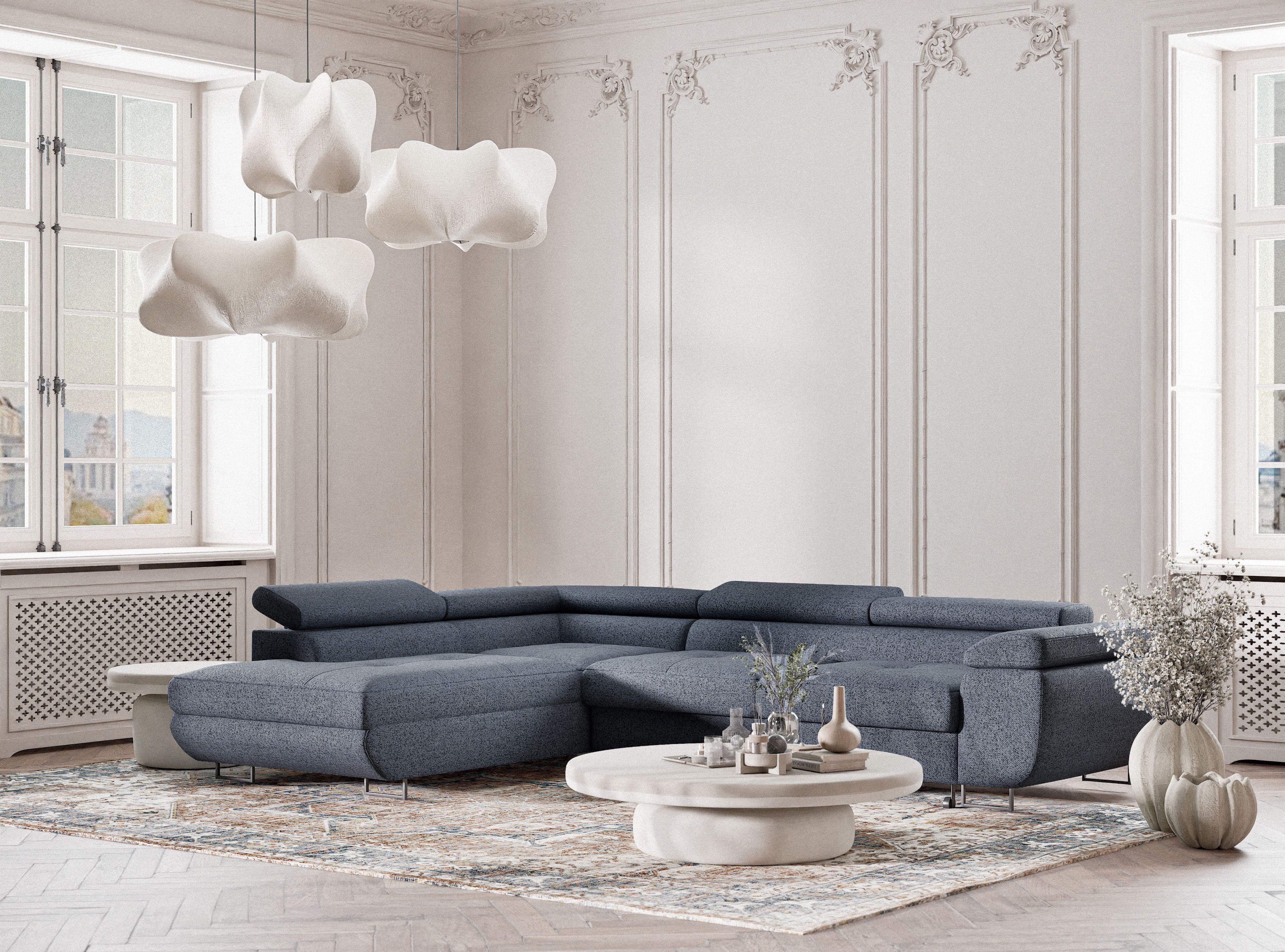 Maison de Rêve Ecksofa Concord mit Schlaffunktion, L-Form Ecksofa mit Bettkasten, Eckcouch, Liegefläche 130x200 cm
